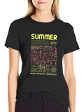 Summer Vacation Graphic Tee - Black