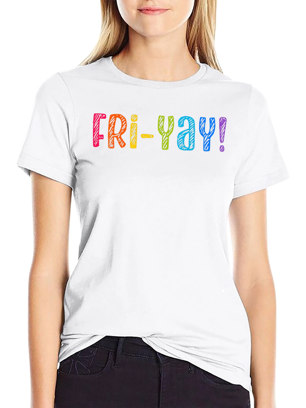 Fri-Yay! Rainbow Graphic T-Shirt - Casual Friday Fun