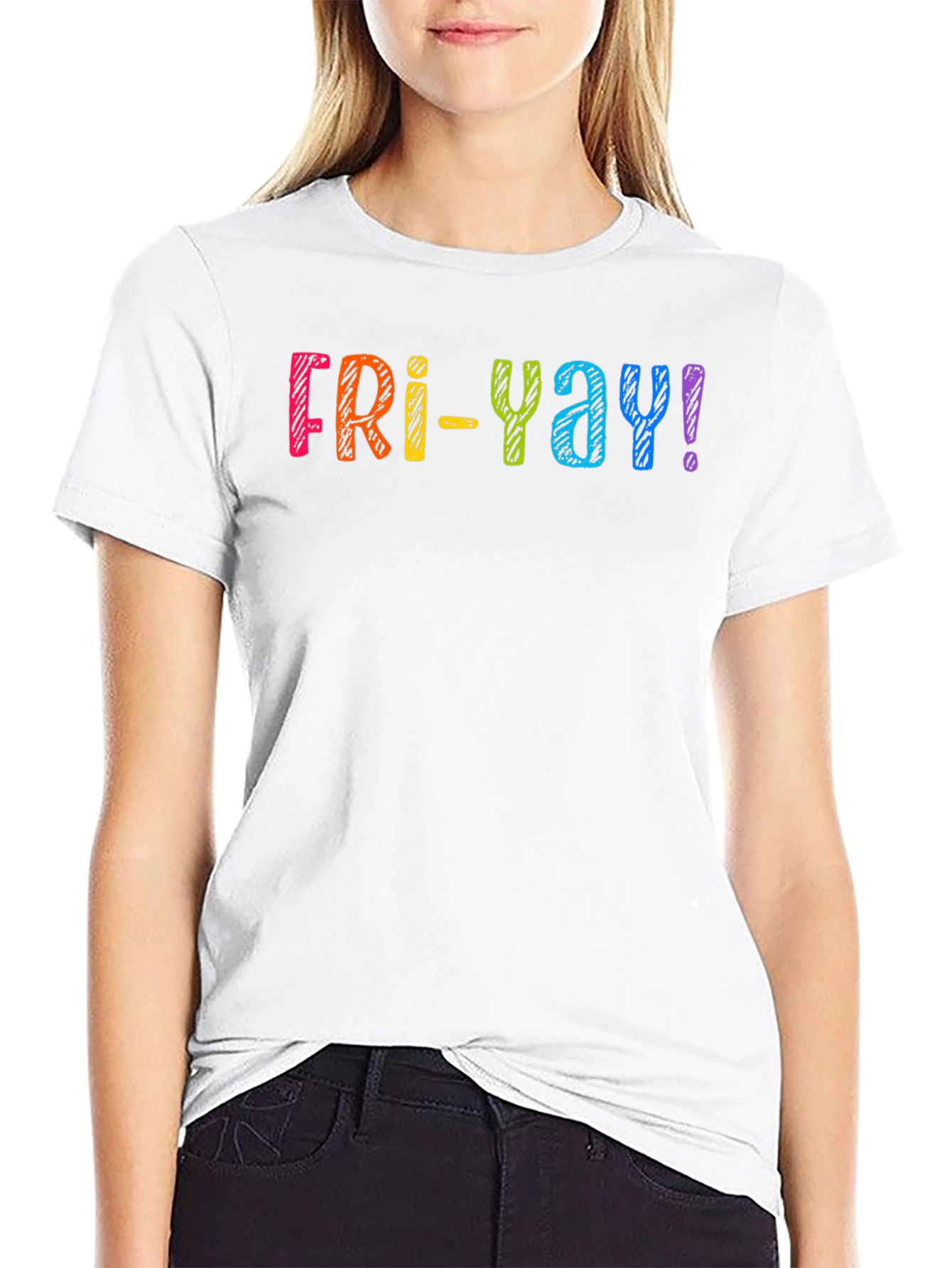 Fri-Yay! Rainbow Graphic T-Shirt - Casual Friday Fun