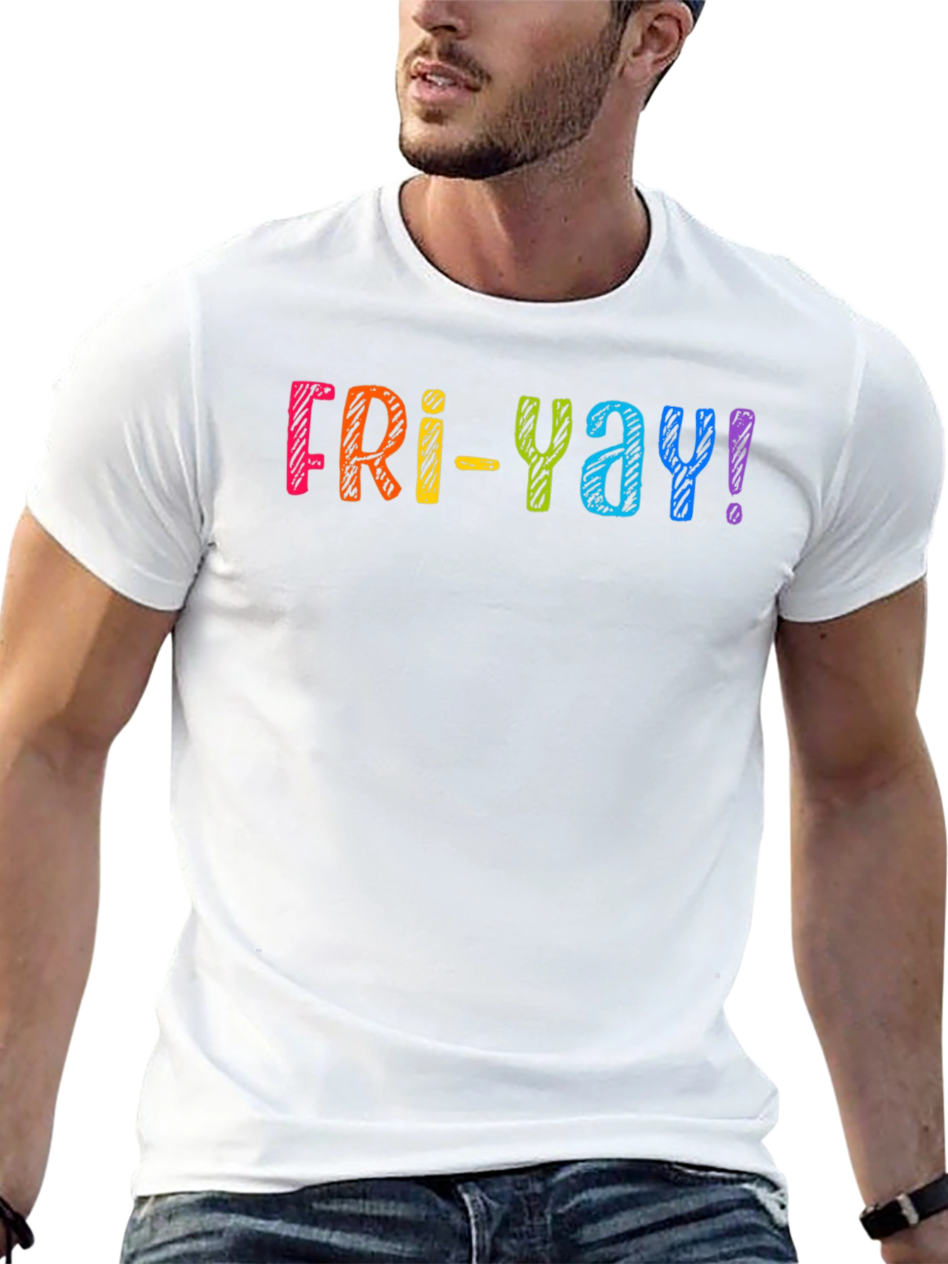 Fri-Yay! Rainbow Graphic T-Shirt - Casual Friday Fun