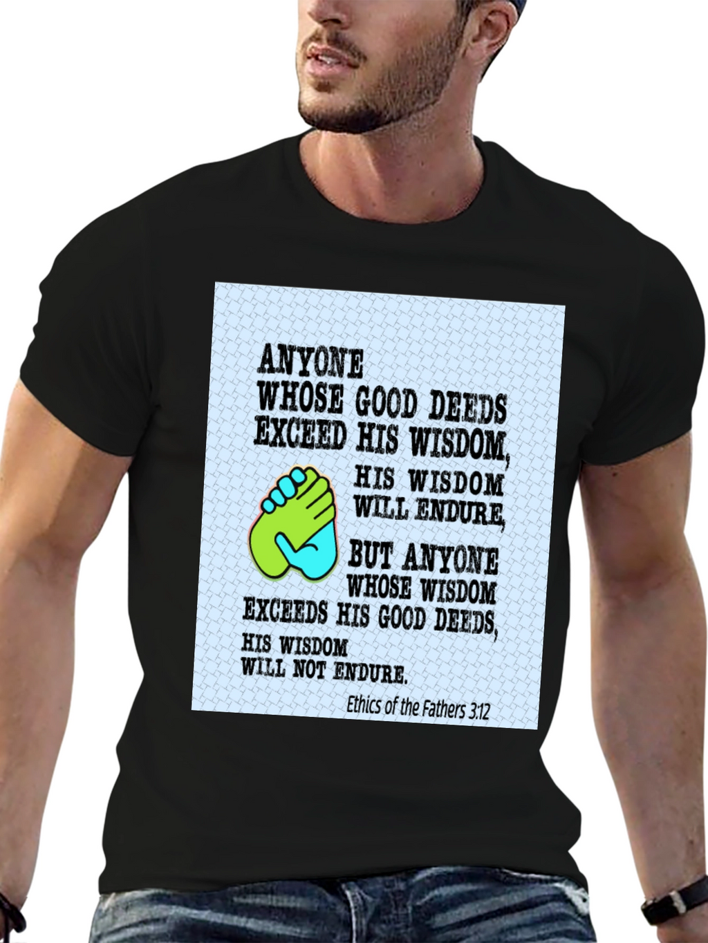 Wisdom & Deeds T-Shirt - Black Cotton Blend