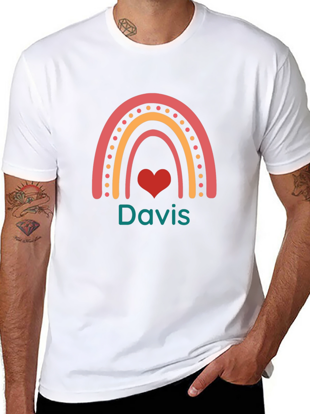 Davis Rainbow Heart Tee - Cute Personalized Shirt