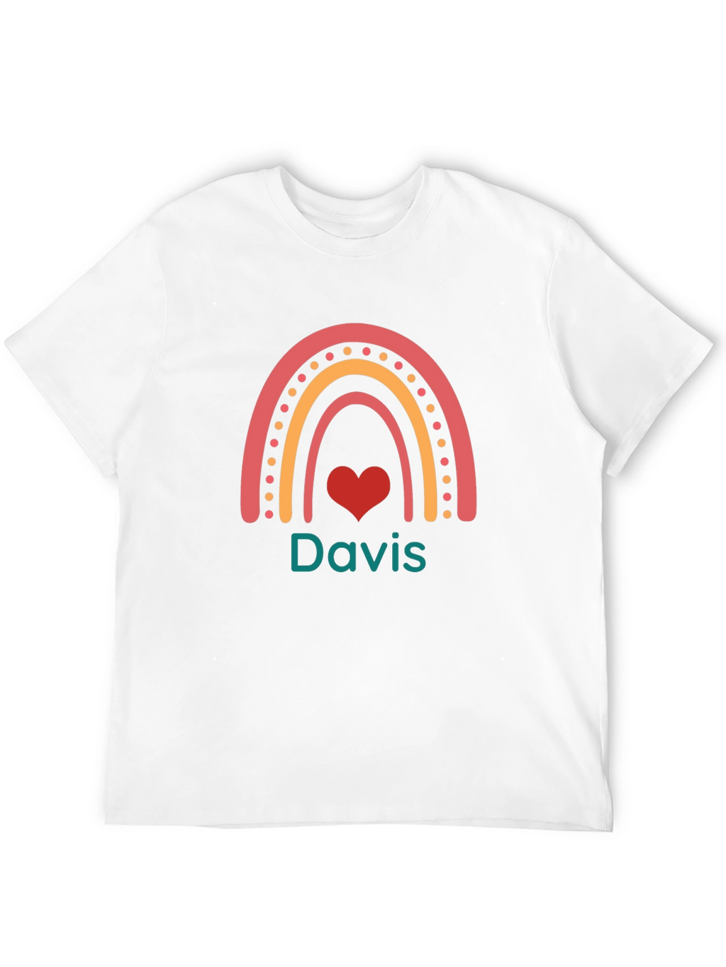 Davis Rainbow Heart Tee - Cute Personalized Shirt