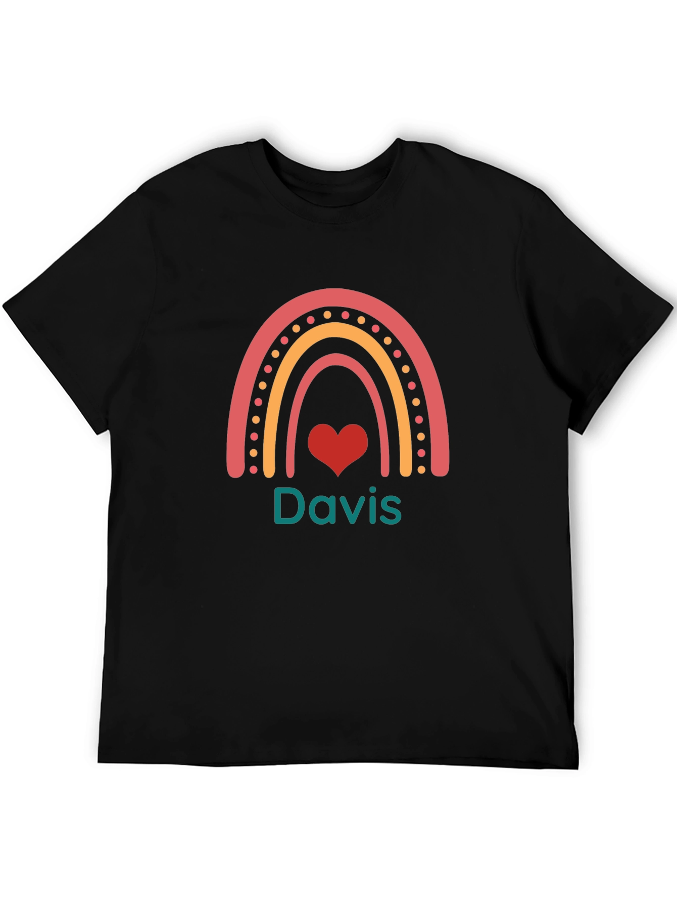 Davis Rainbow Heart Tee - Cute Personalized Shirt