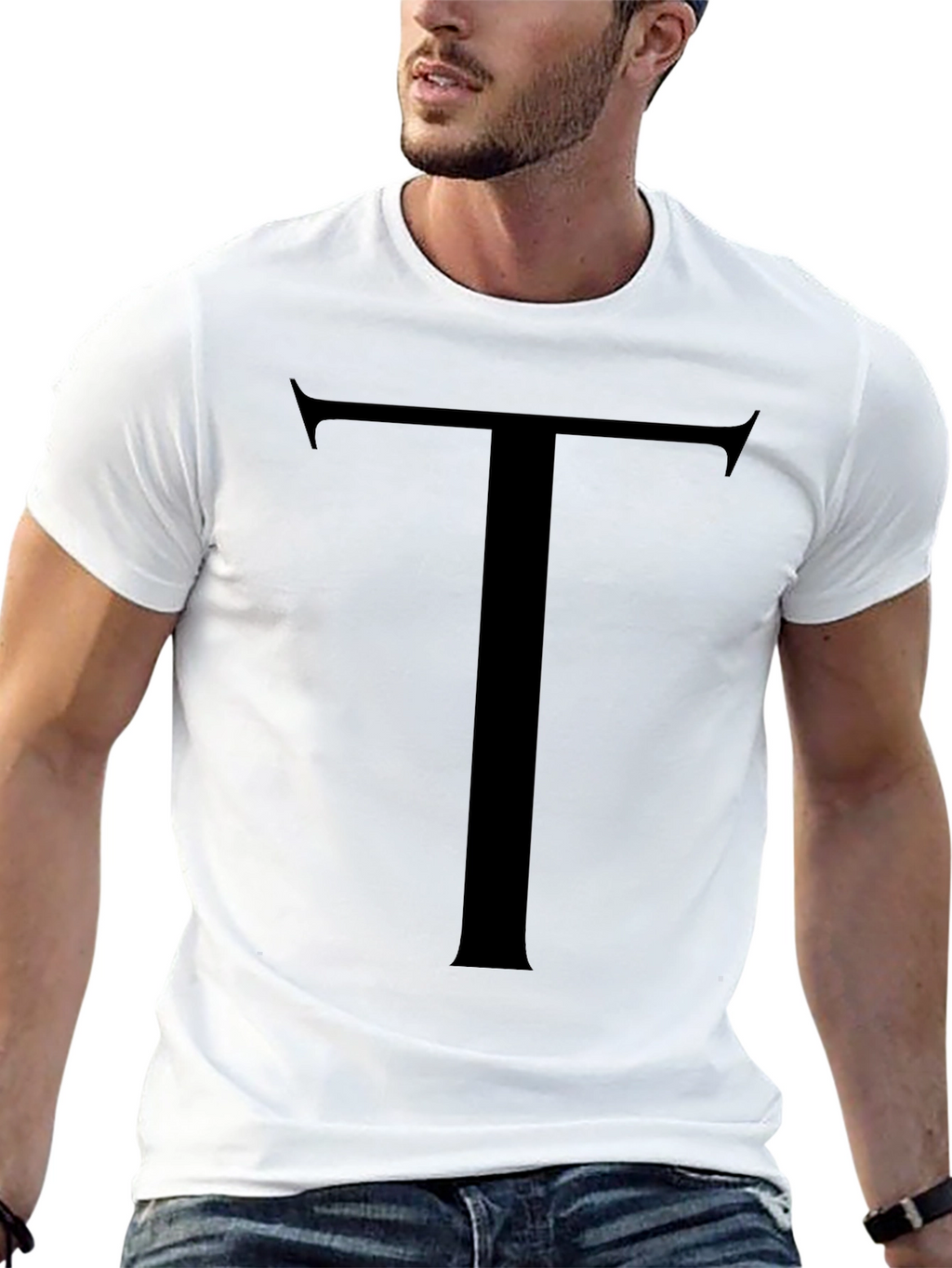 Bold Initial Tee - Classic Black Letter T Shirt