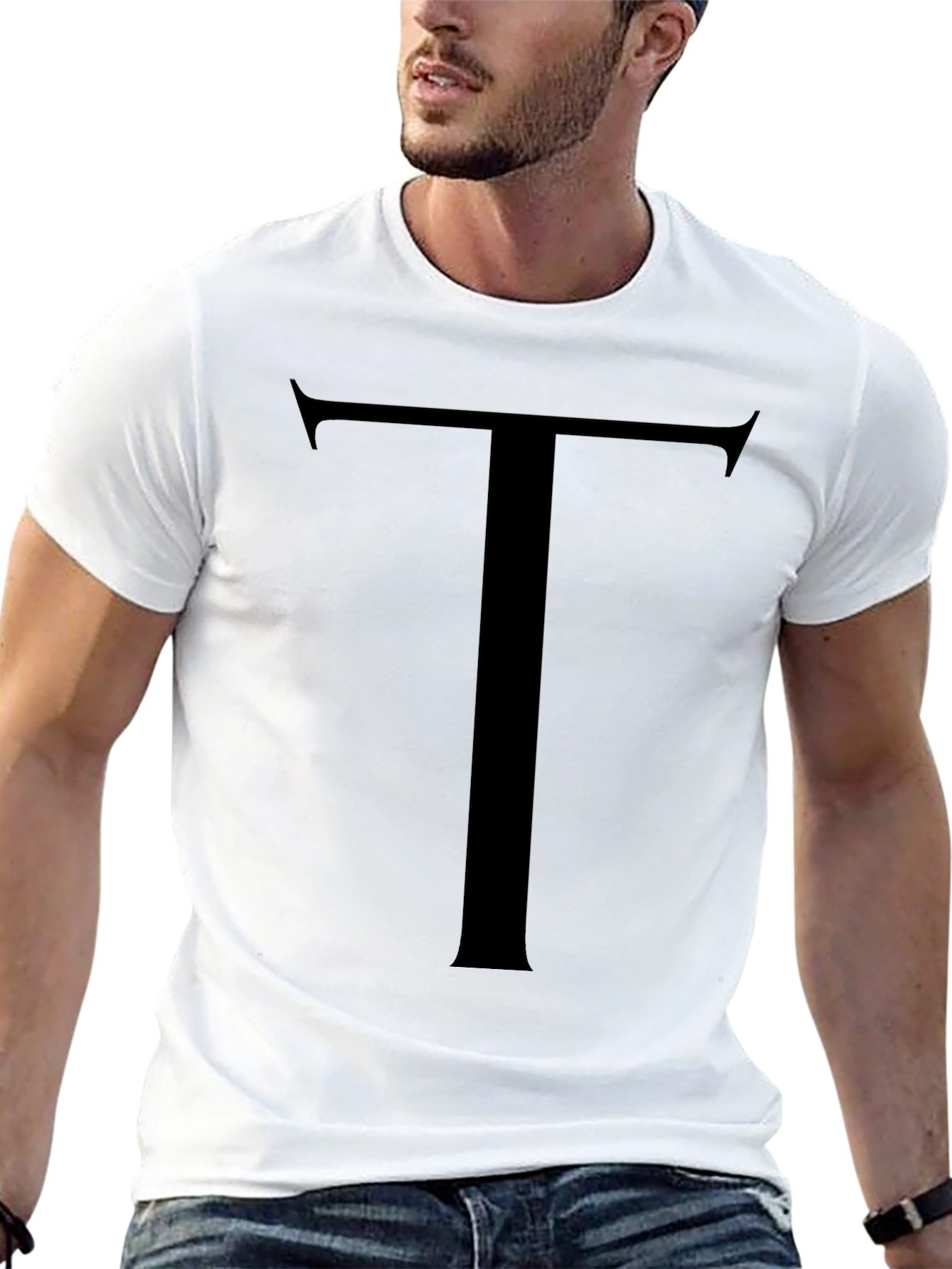 Bold Initial Tee - Classic Black Letter T Shirt