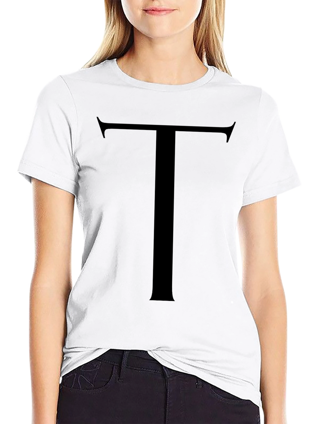 Bold Initial Tee - Classic Black Letter T Shirt
