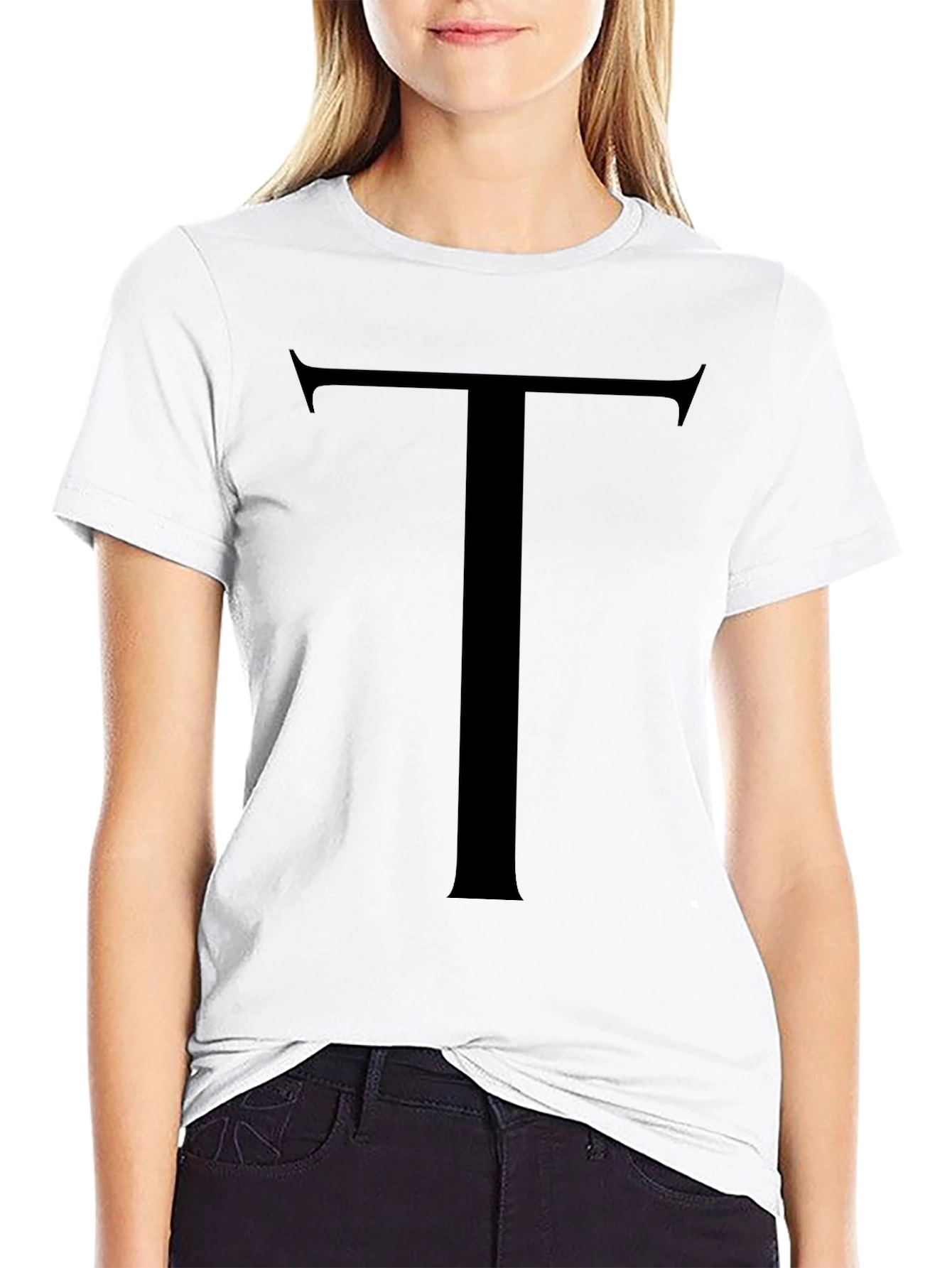 Bold Initial Tee - Classic Black Letter T Shirt