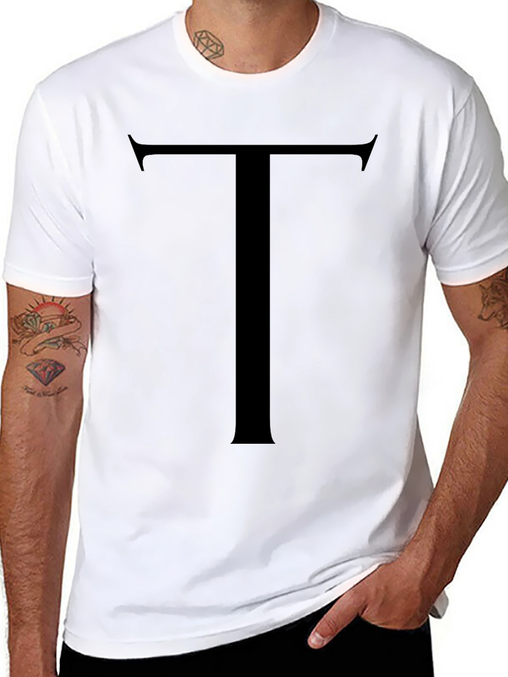 Bold Initial Tee - Classic Black Letter T Shirt