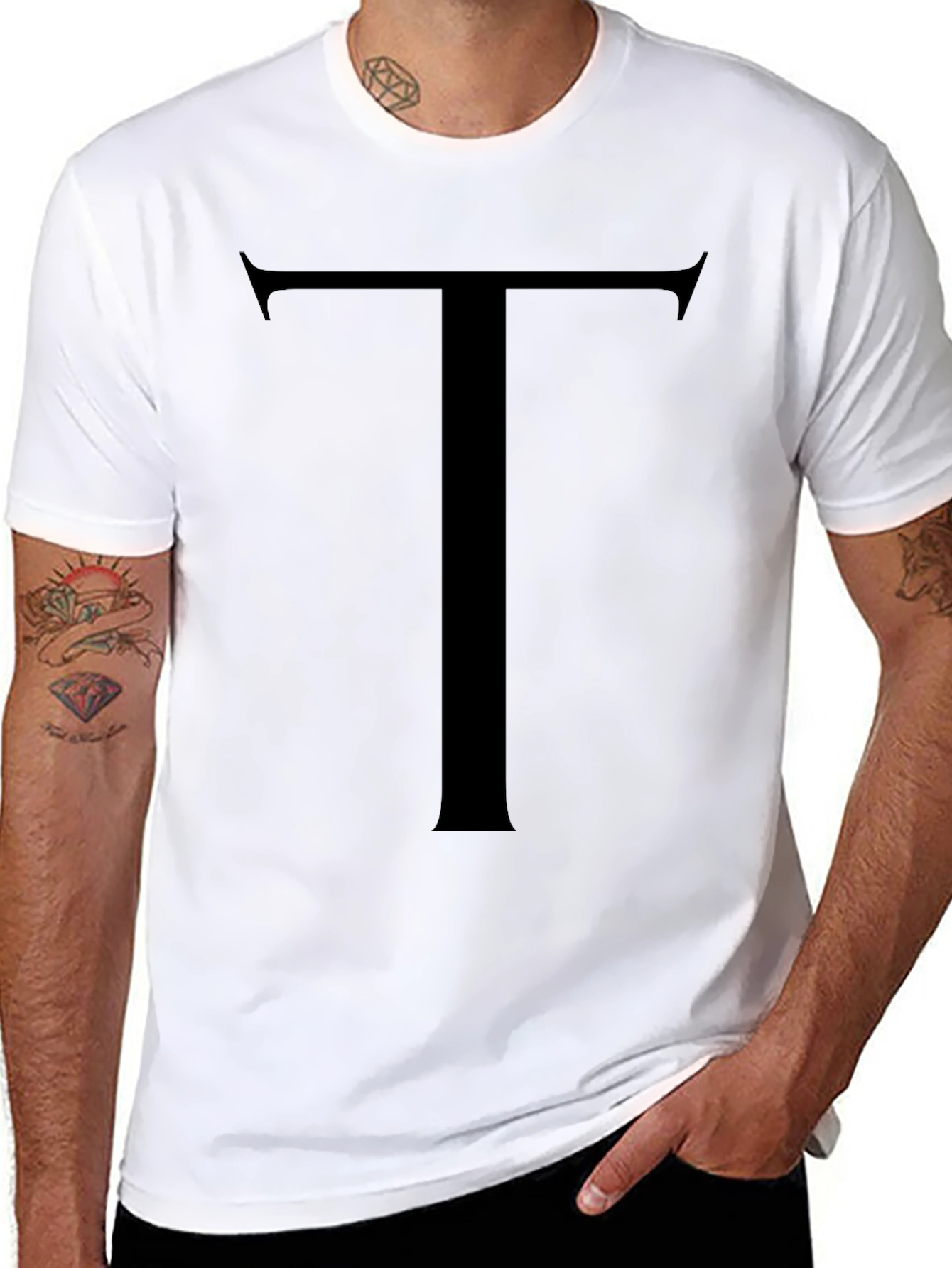 Bold Initial Tee - Classic Black Letter T Shirt