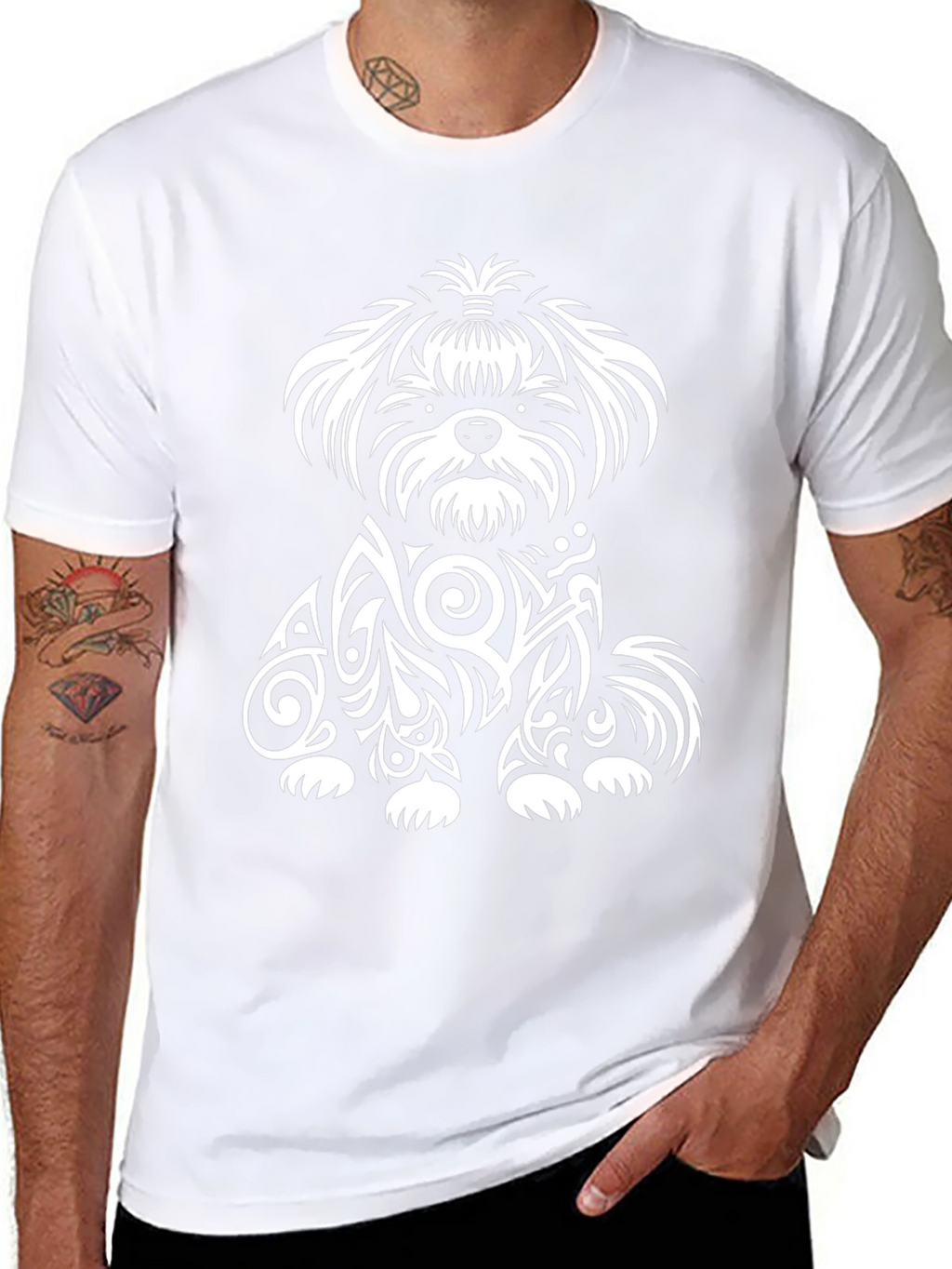 Dog Tribal Art T-Shirt - Black