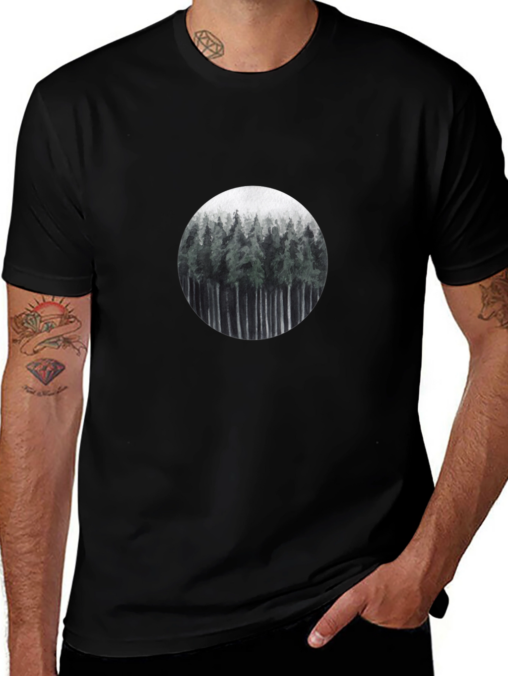 Nature Forest T-Shirt - Mens Black Tee