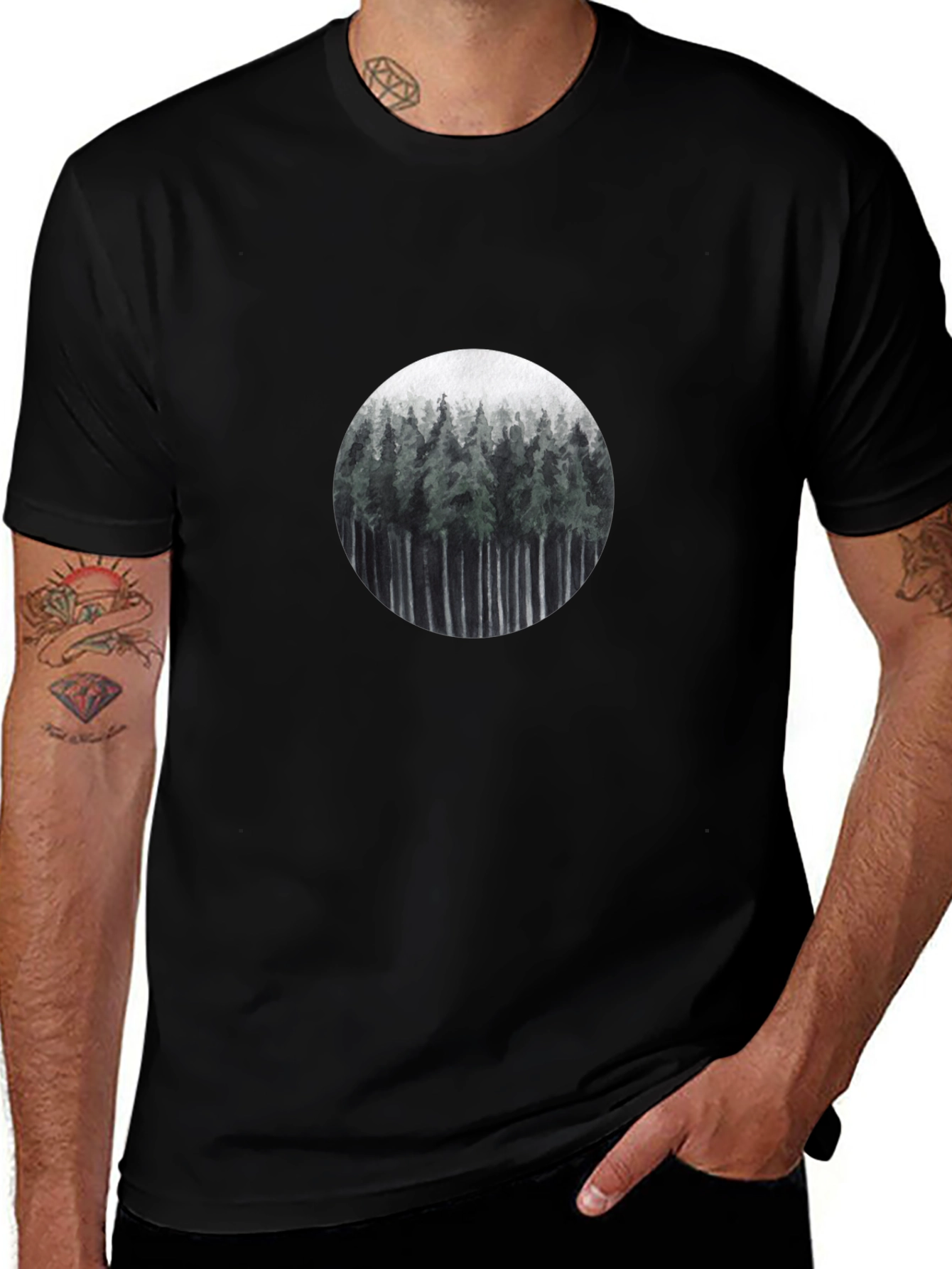 Nature Forest T-Shirt - Mens Black Tee
