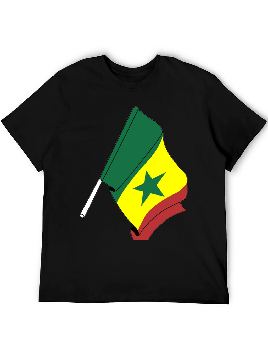 Senegal Flag Graphic T-Shirt - Black Crew Neck Tee