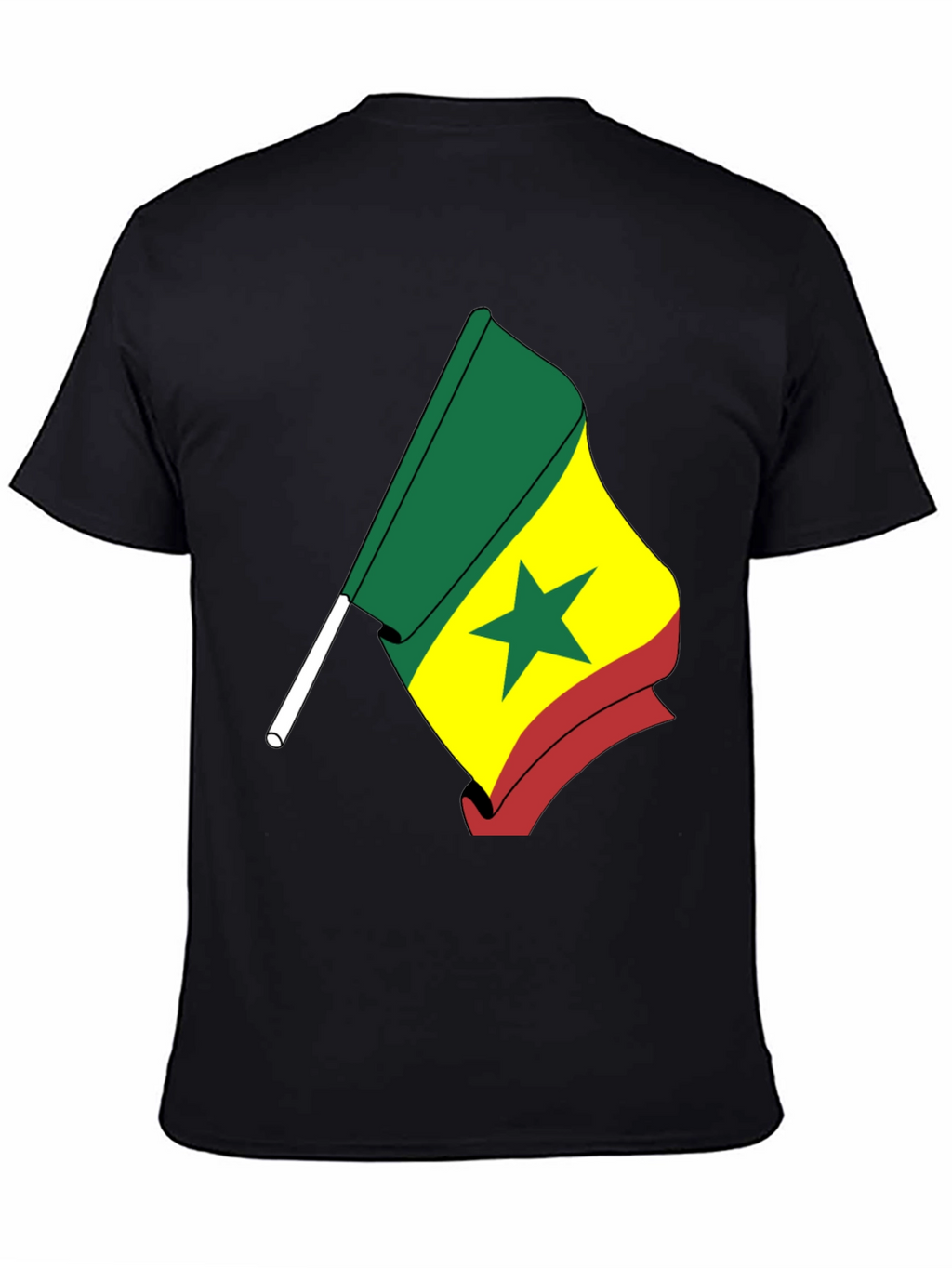 Senegal Flag Graphic T-Shirt - Black Crew Neck Tee