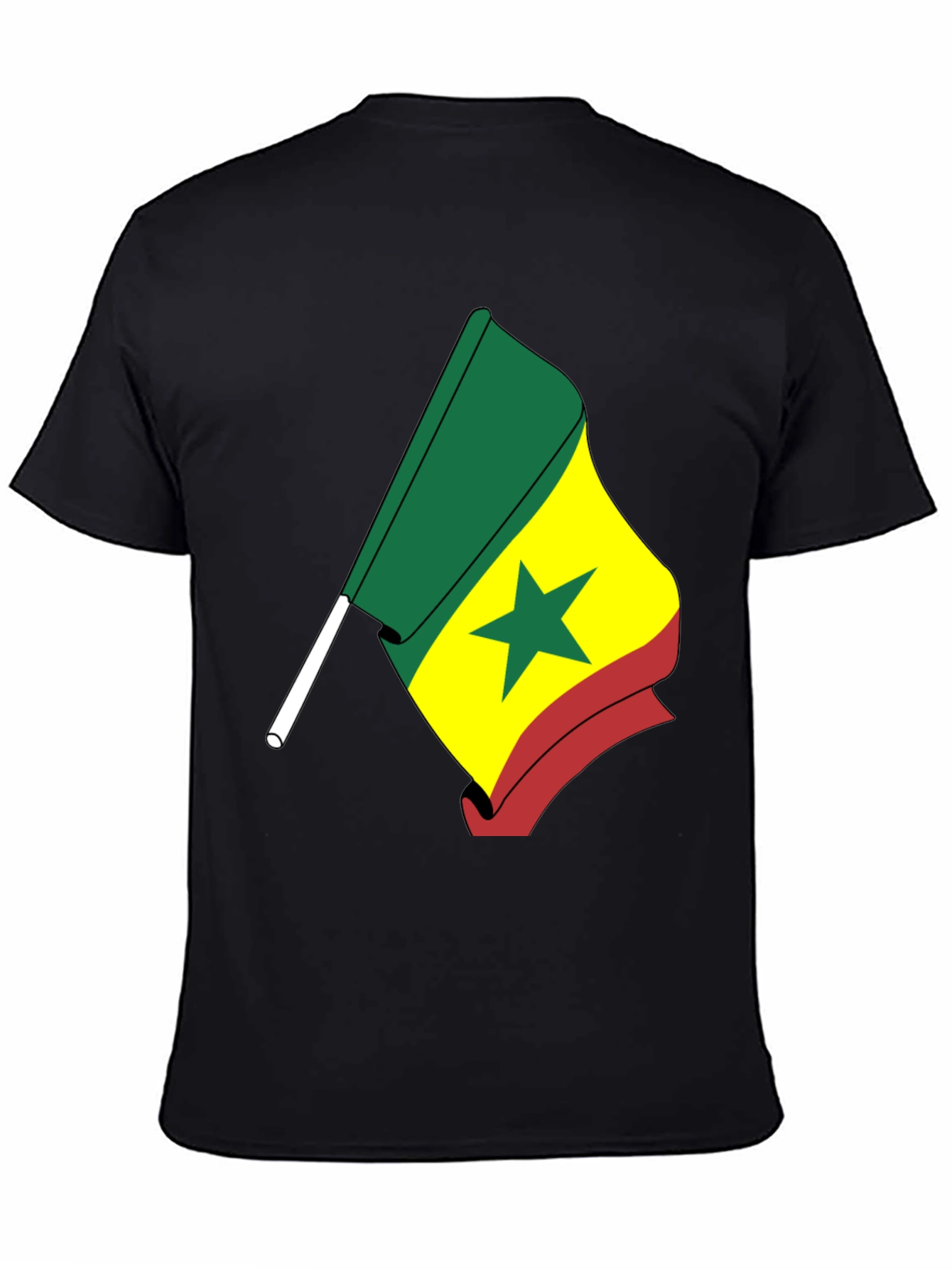 Senegal Flag Graphic T-Shirt - Black Crew Neck Tee