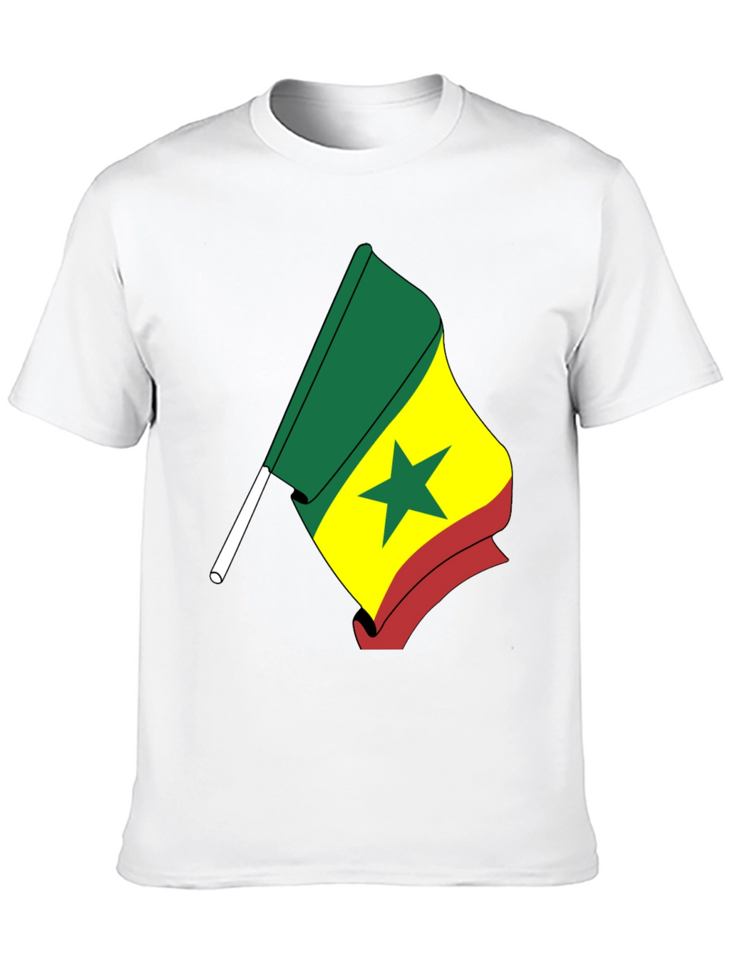 Senegal Flag Graphic T-Shirt - Black Crew Neck Tee