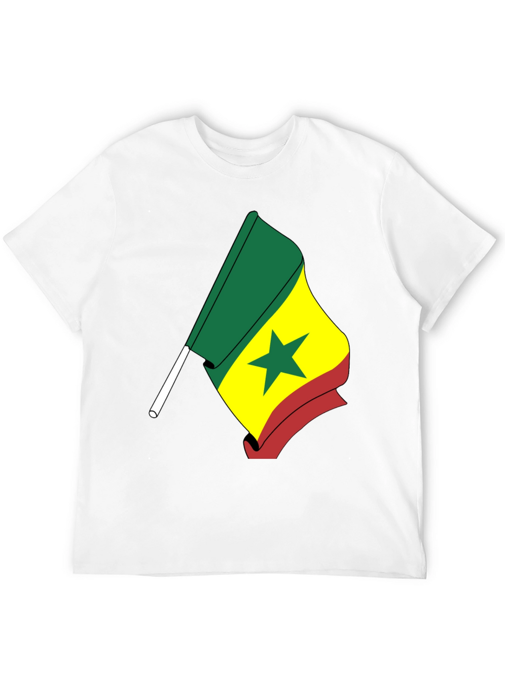 Senegal Flag Graphic T-Shirt - Black Crew Neck Tee