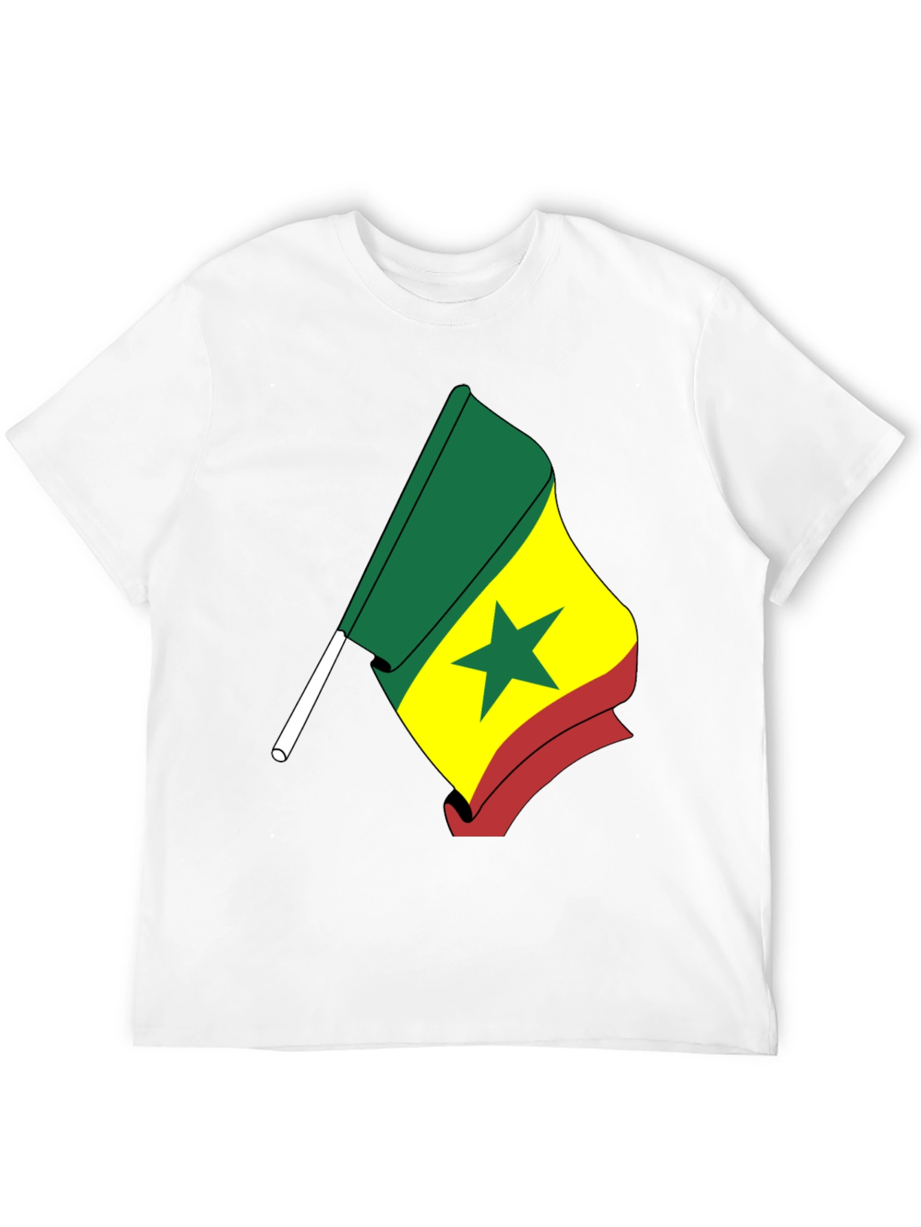 Senegal Flag Graphic T-Shirt - Black Crew Neck Tee