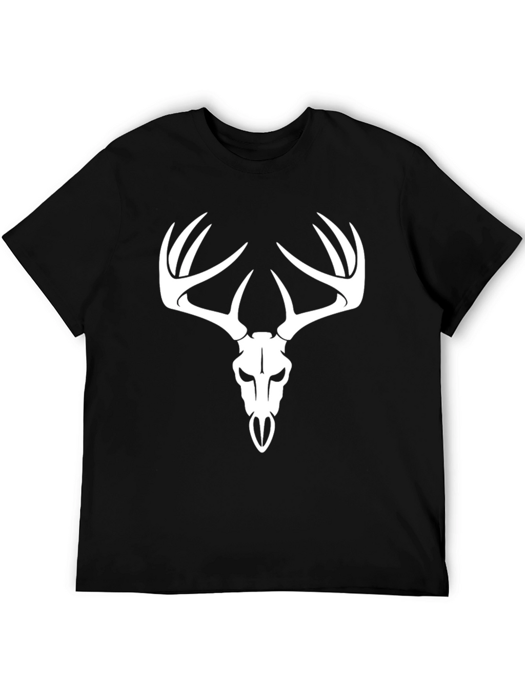 Deer Skull Graphic Tee - Black Cotton T-Shirt