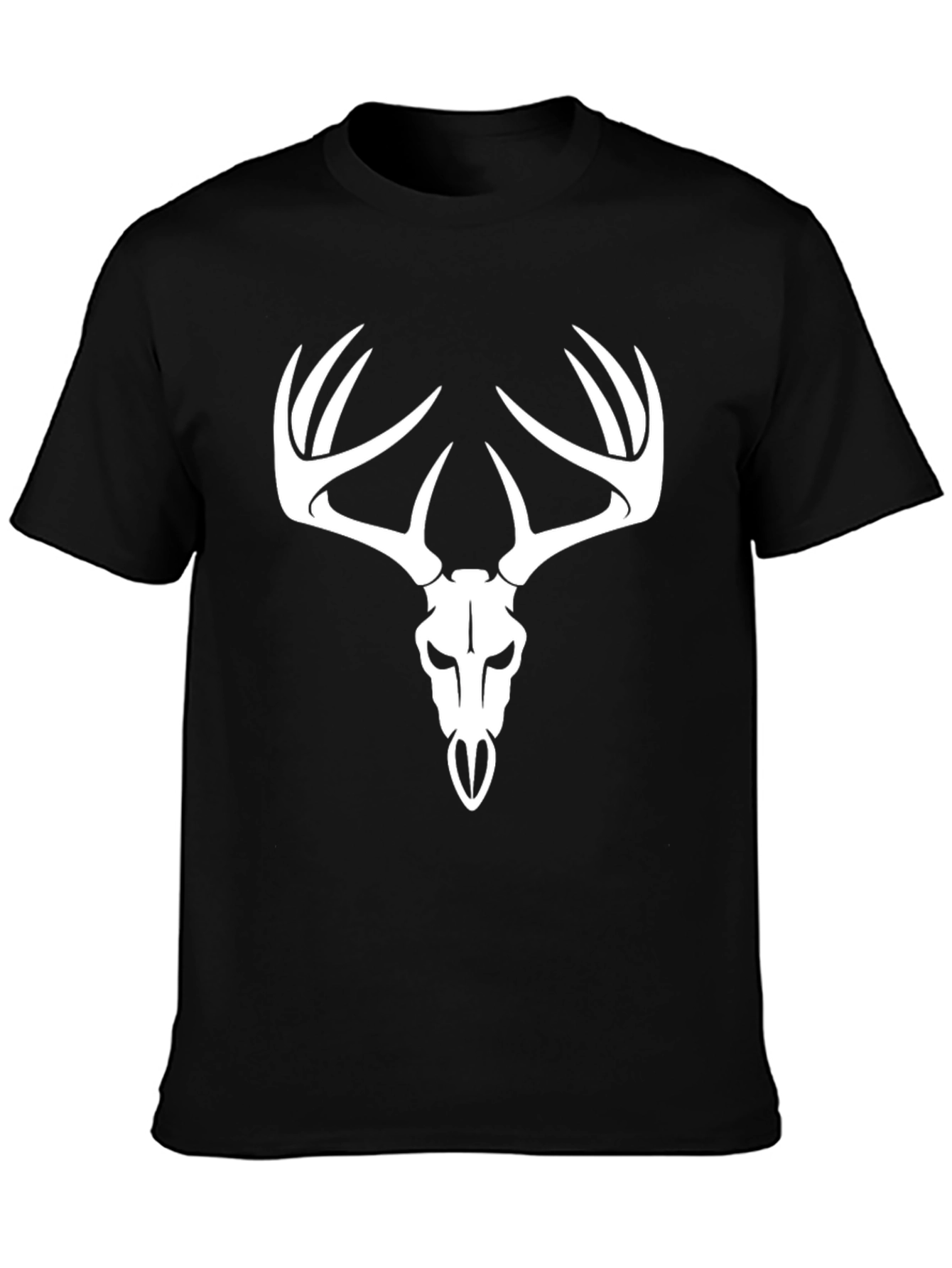 Deer Skull Graphic Tee - Black Cotton T-Shirt