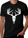 Deer Skull Graphic Tee - Black Cotton T-Shirt