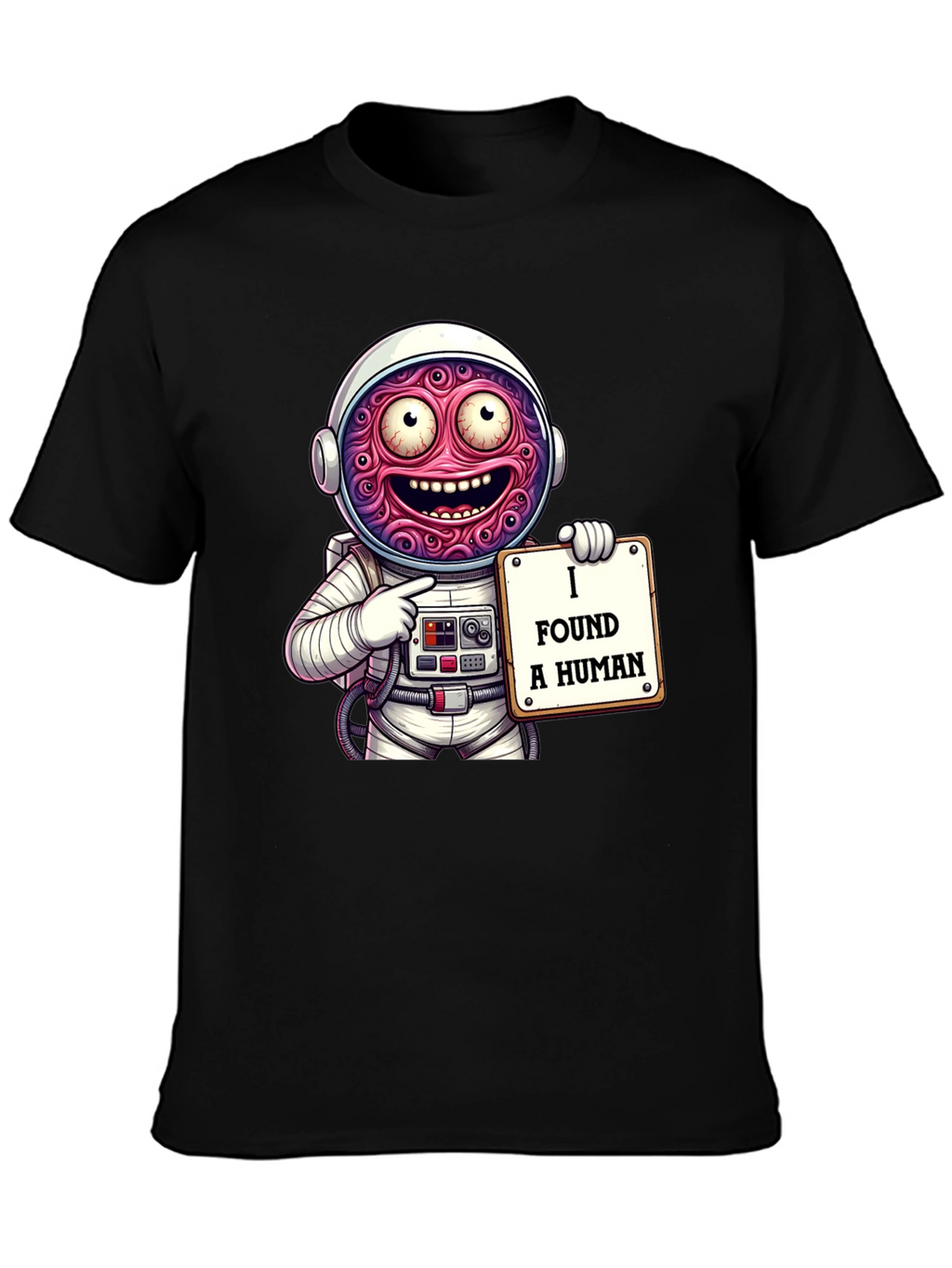 Funny Alien Astronaut I Found A Human Graphic T-Shirt