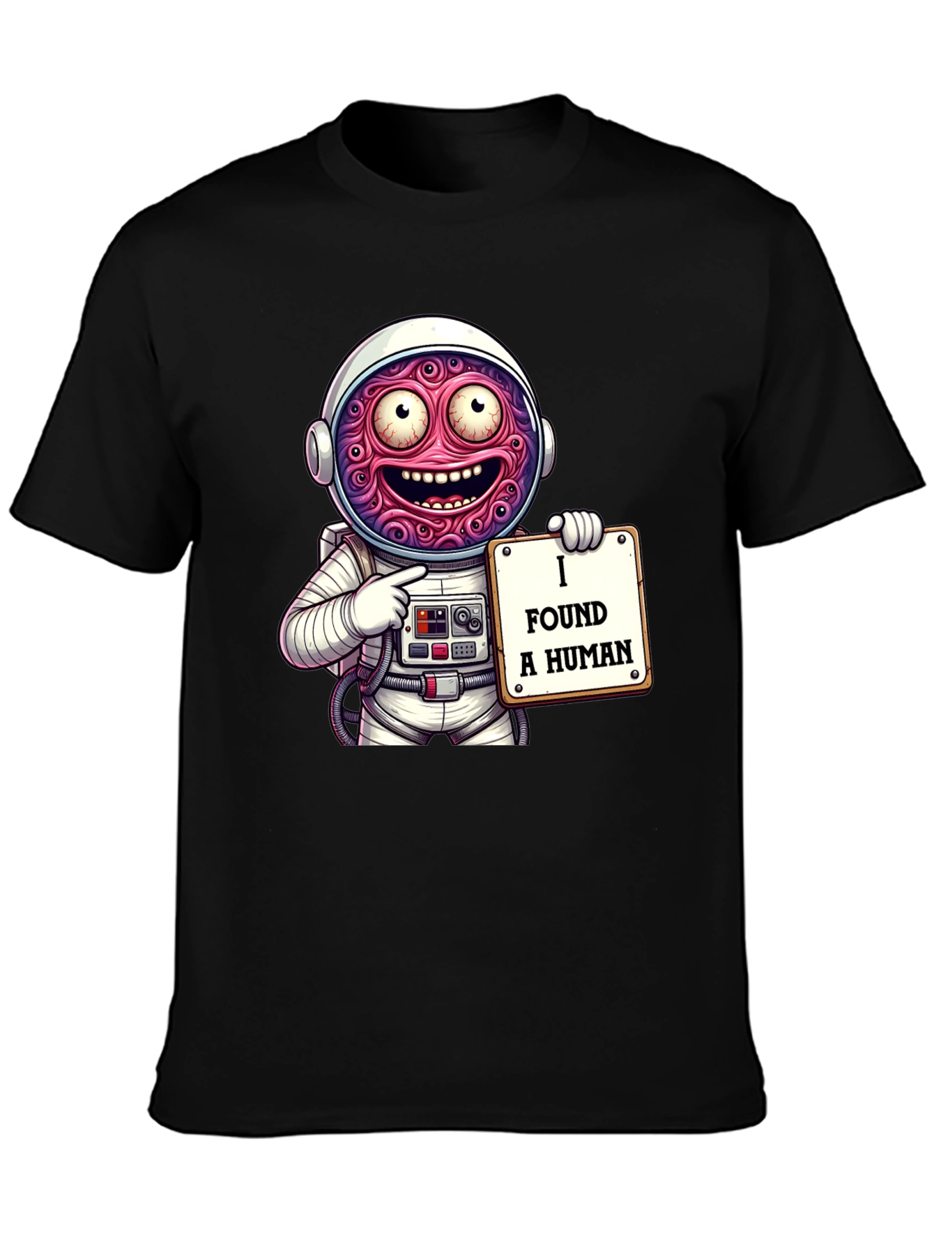 Funny Alien Astronaut I Found A Human Graphic T-Shirt