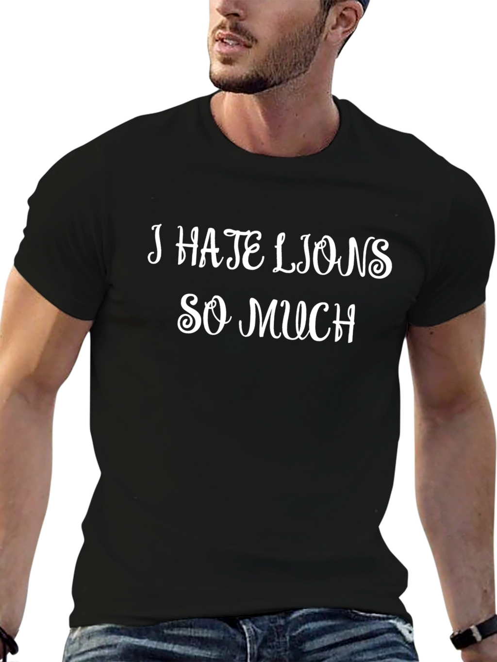 I HATE LIONS Graphic T-Shirt - Novelty Slogan Tee