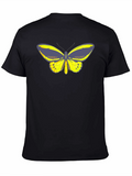 Butterfly Graphic Tee - Black Cotton Casual T-Shirt