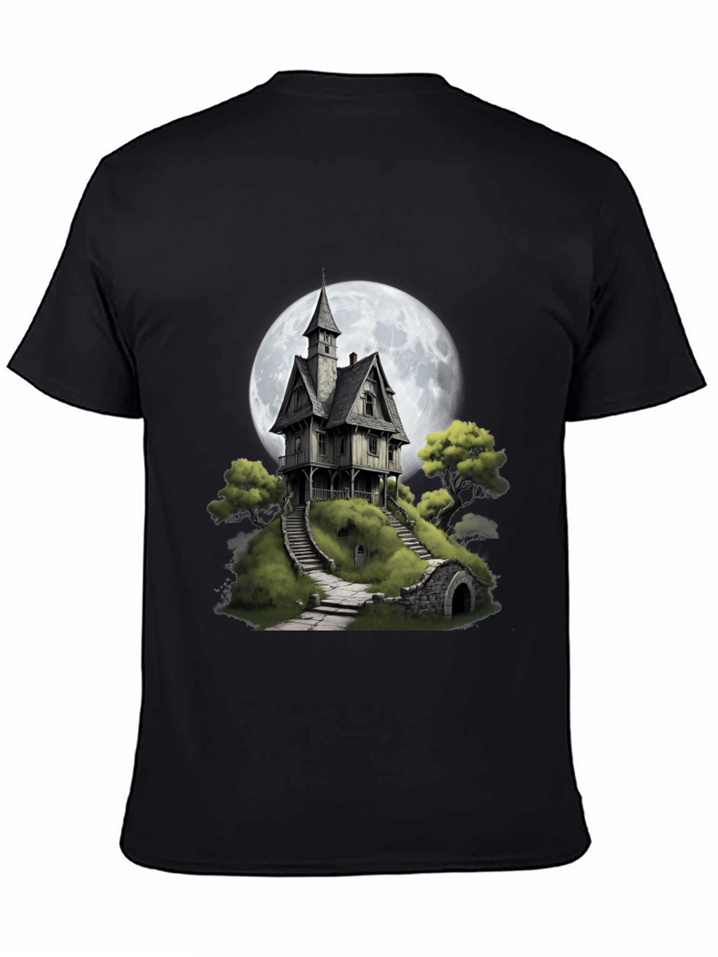 Haunted House T-Shirt - Spooky Full Moon Design