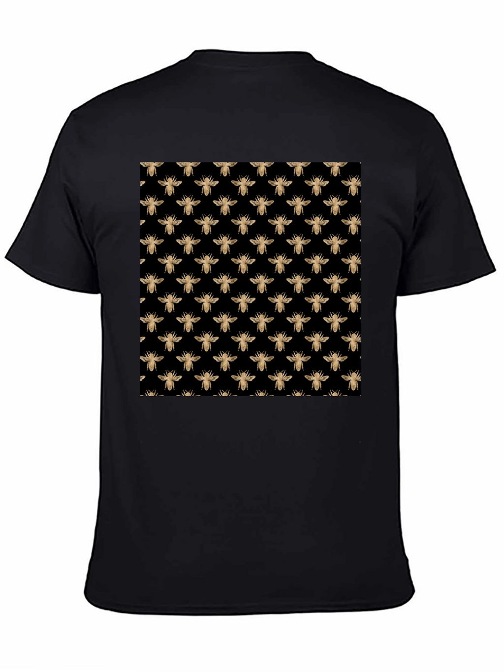 Black Tee with Gold Bee Pattern