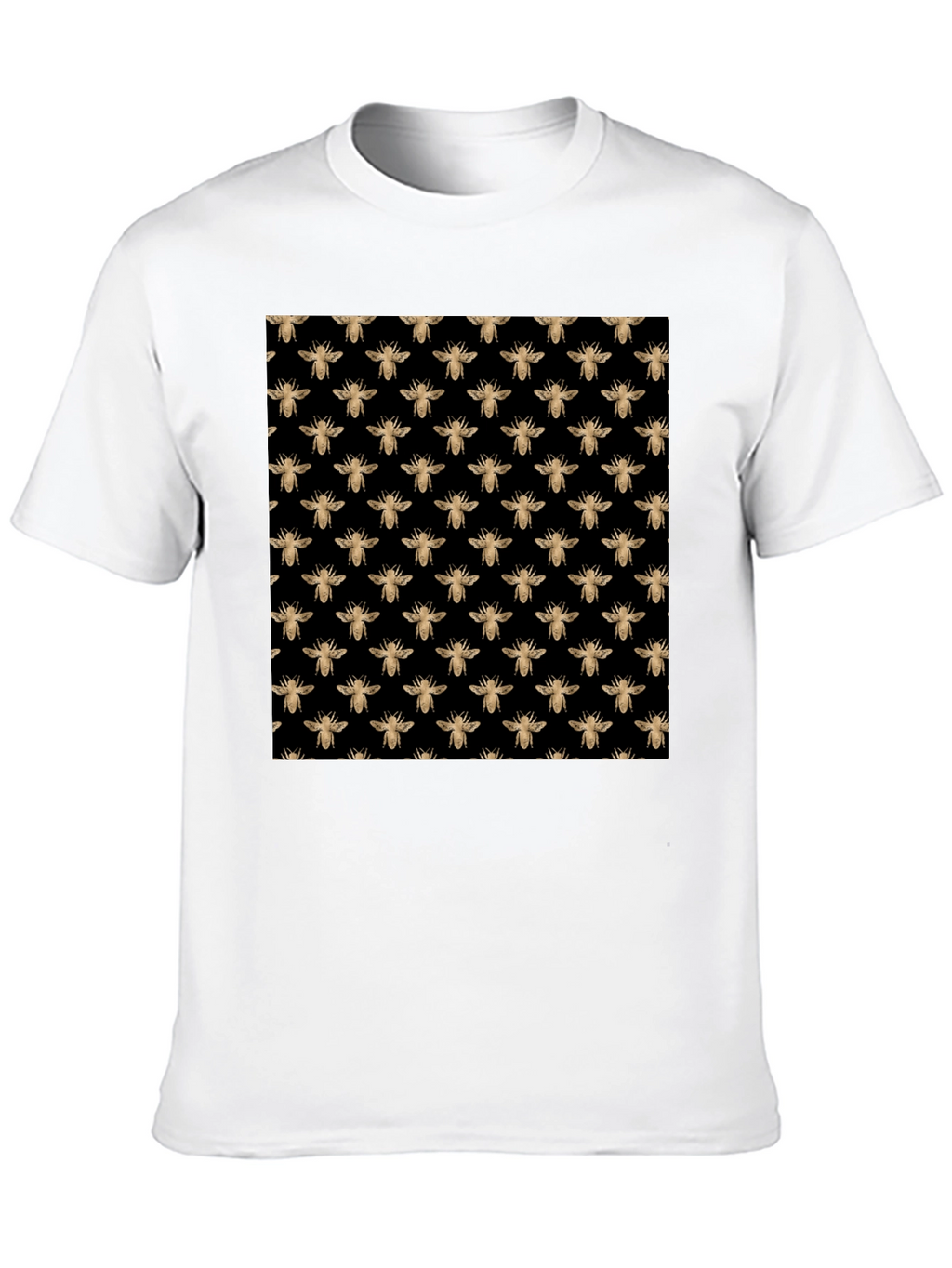Black Tee with Gold Bee Pattern