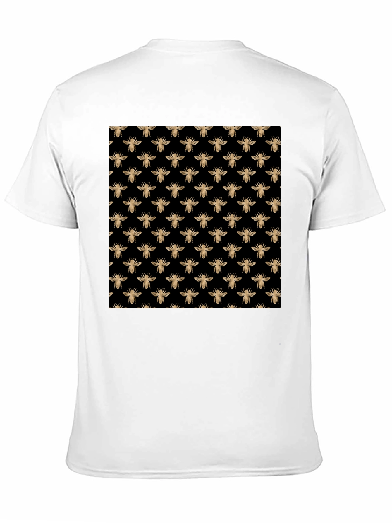 Black Tee with Gold Bee Pattern