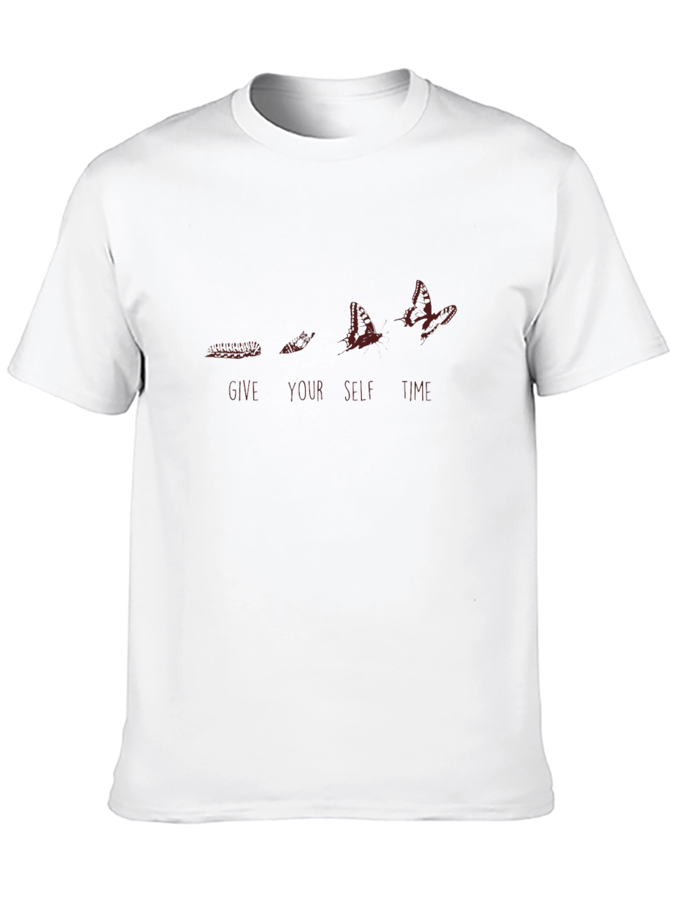 Give Yourself Time Black T-Shirt - Butterfly Design