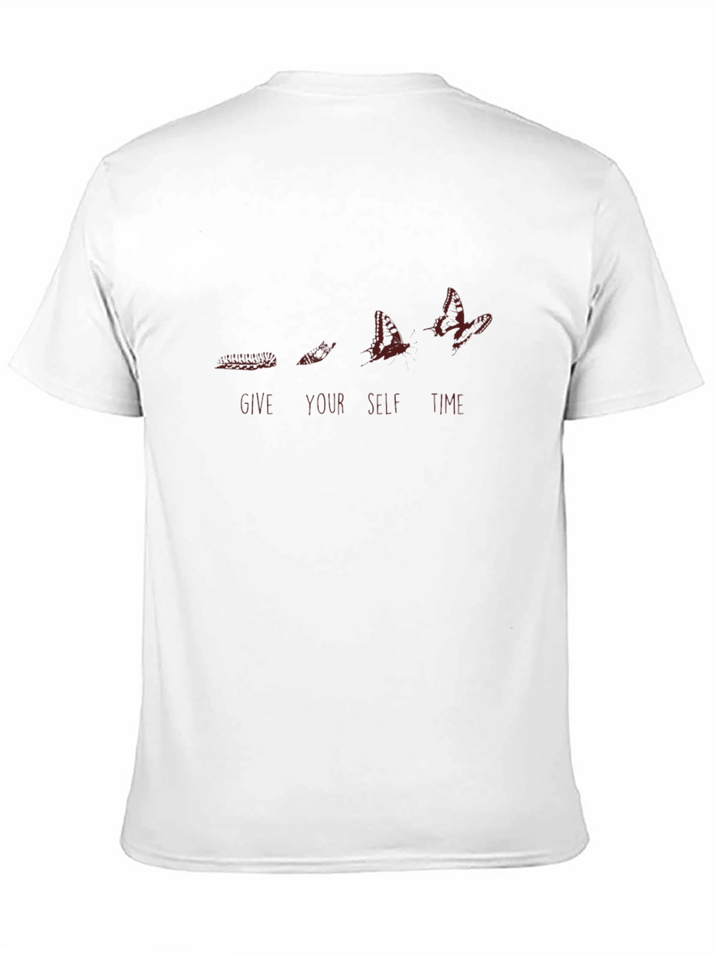 Give Yourself Time Black T-Shirt - Butterfly Design