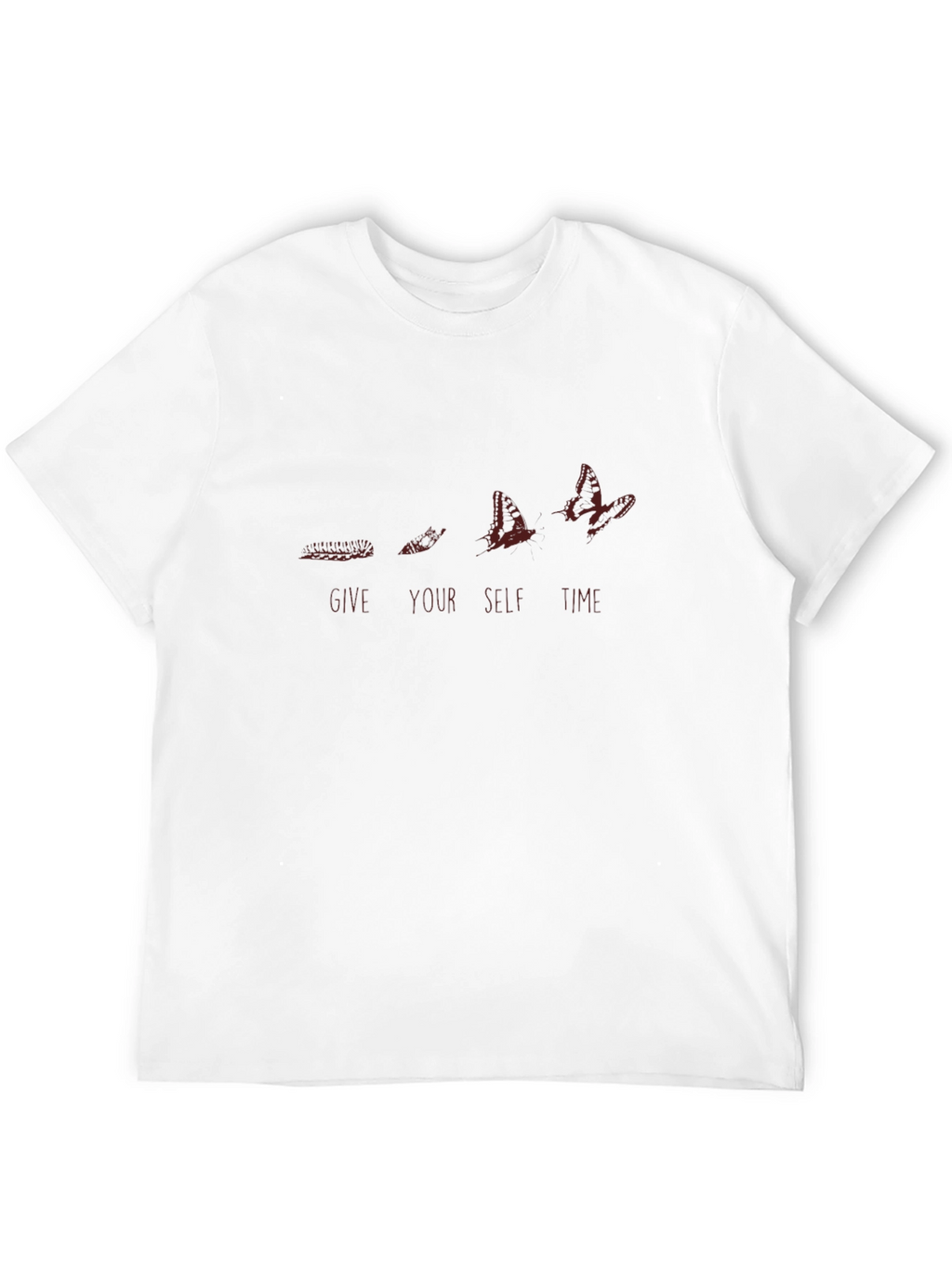 Give Yourself Time Black T-Shirt - Butterfly Design
