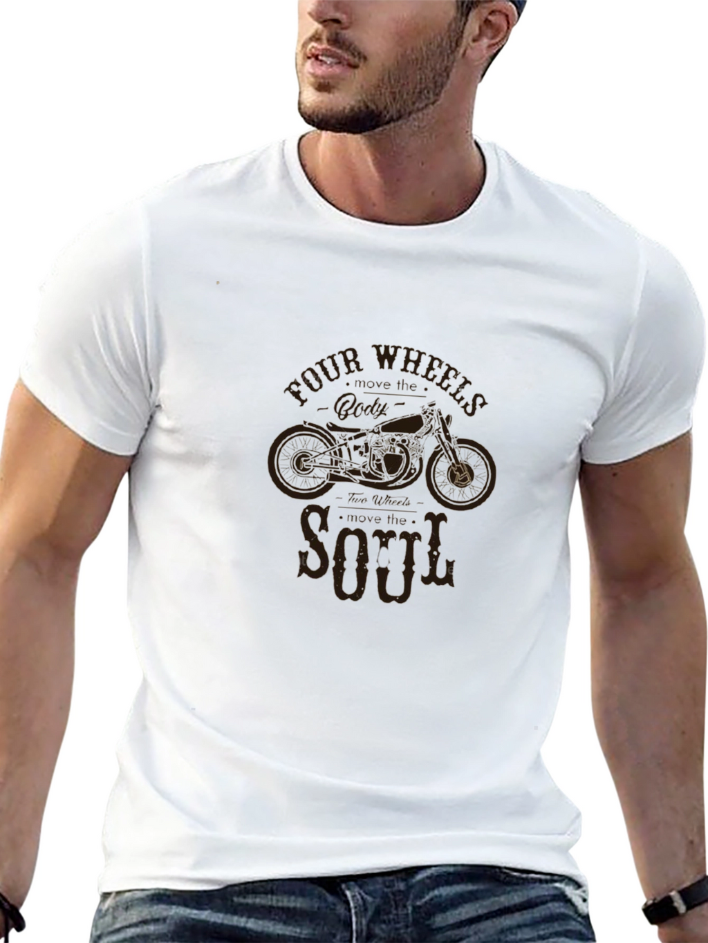 Mens Black Motorcycle Soul Graphic T-Shirt