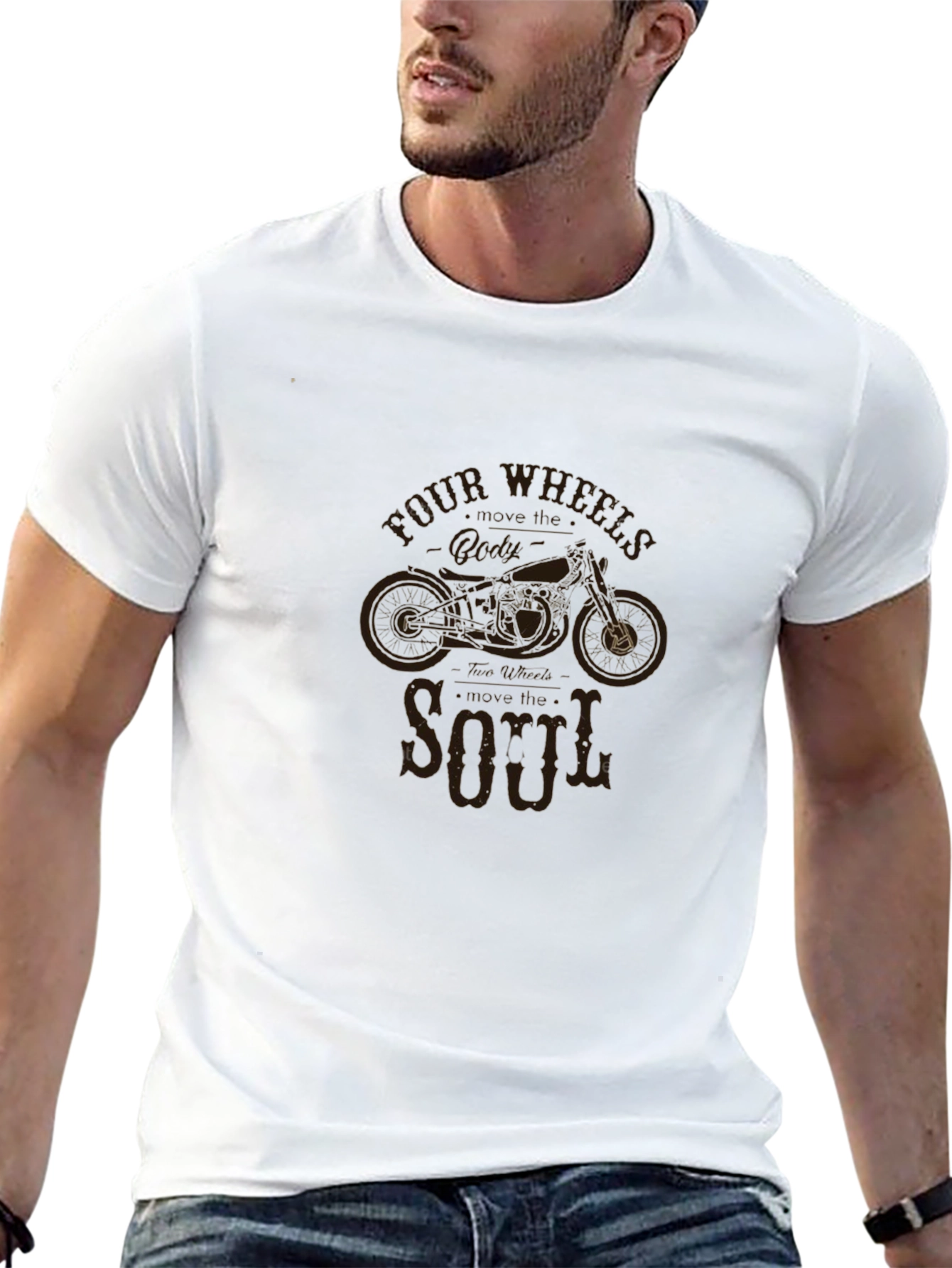 Mens Black Motorcycle Soul Graphic T-Shirt