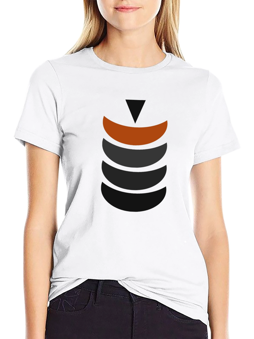 Modern Graphic Tee - Stylish Curved Block Design