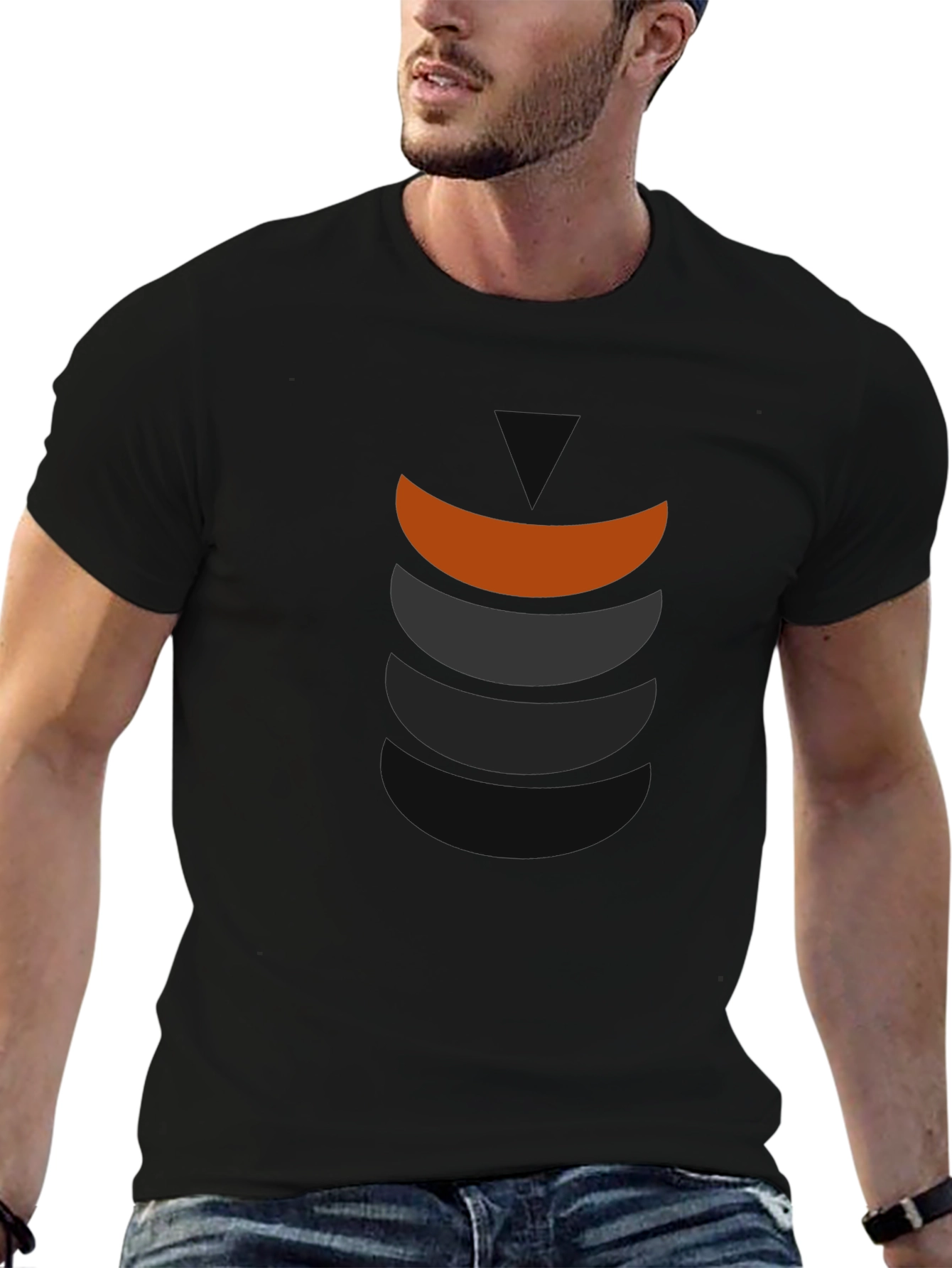 Modern Graphic Tee - Stylish Curved Block Design