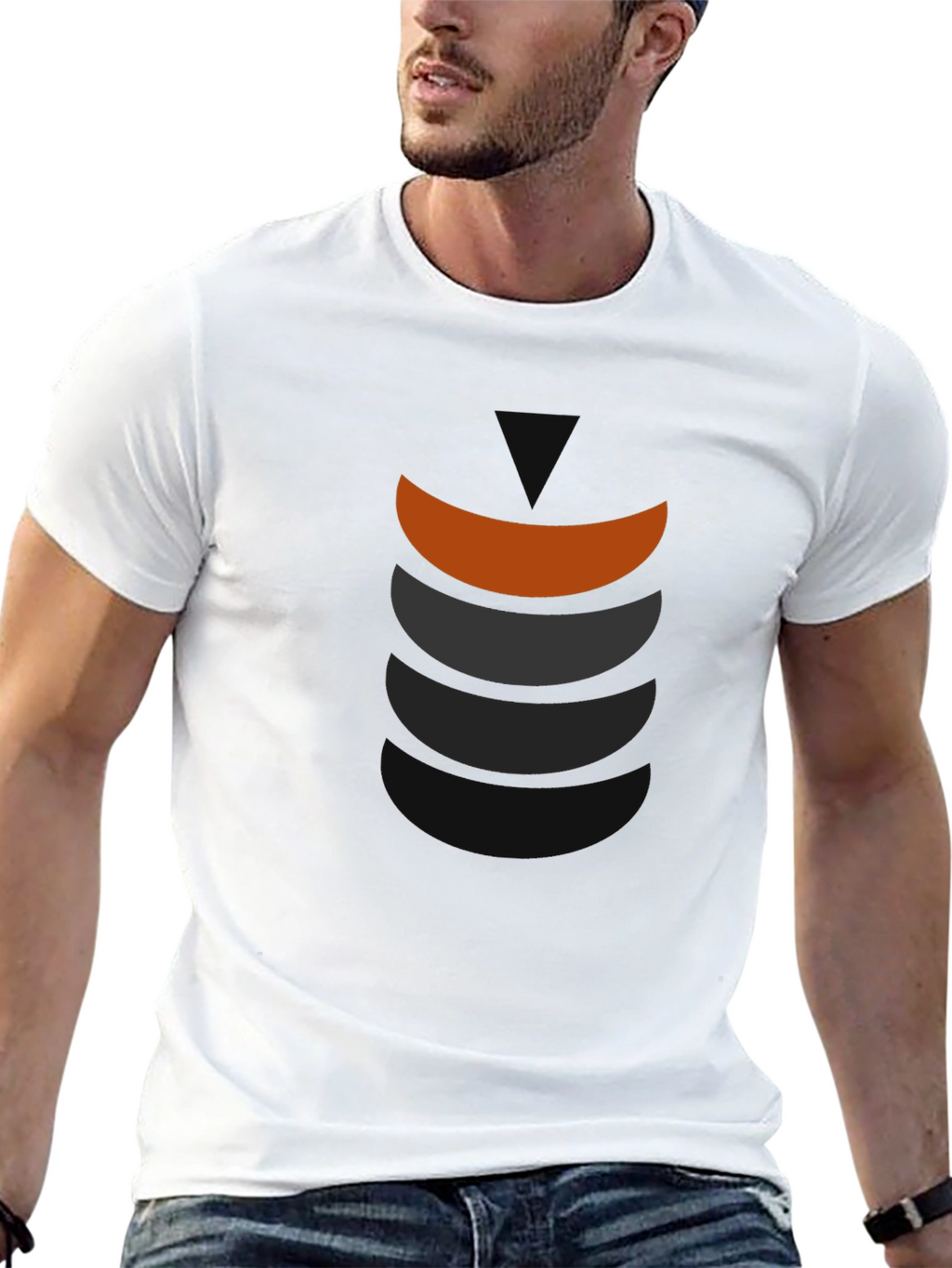 Modern Graphic Tee - Stylish Curved Block Design