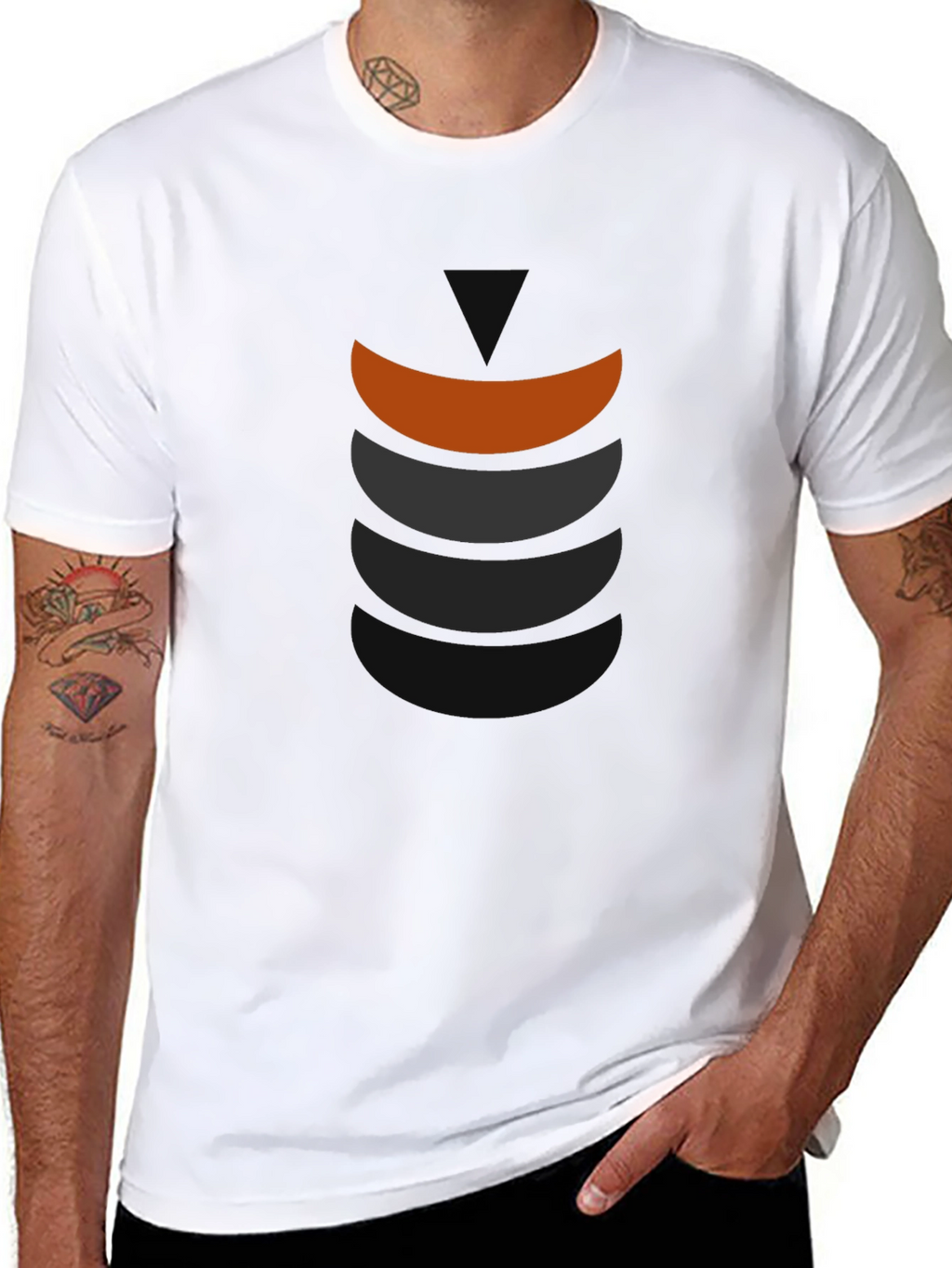 Modern Graphic Tee - Stylish Curved Block Design