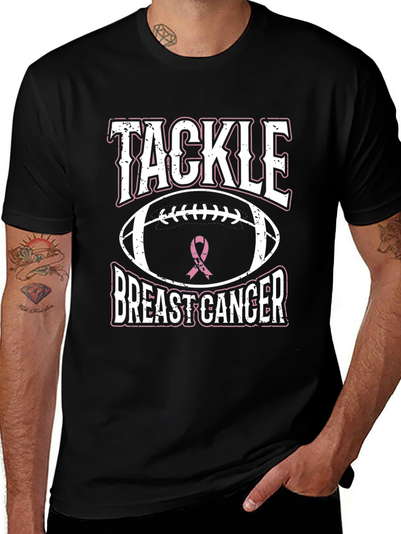 Tackle Breast Cancer Awareness Graphic T-Shirt