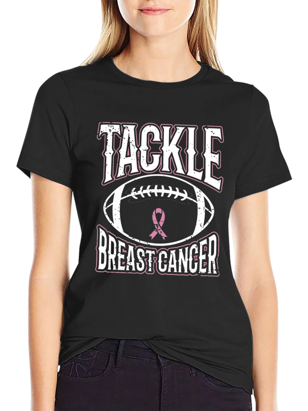 Tackle Breast Cancer Awareness Graphic T-Shirt