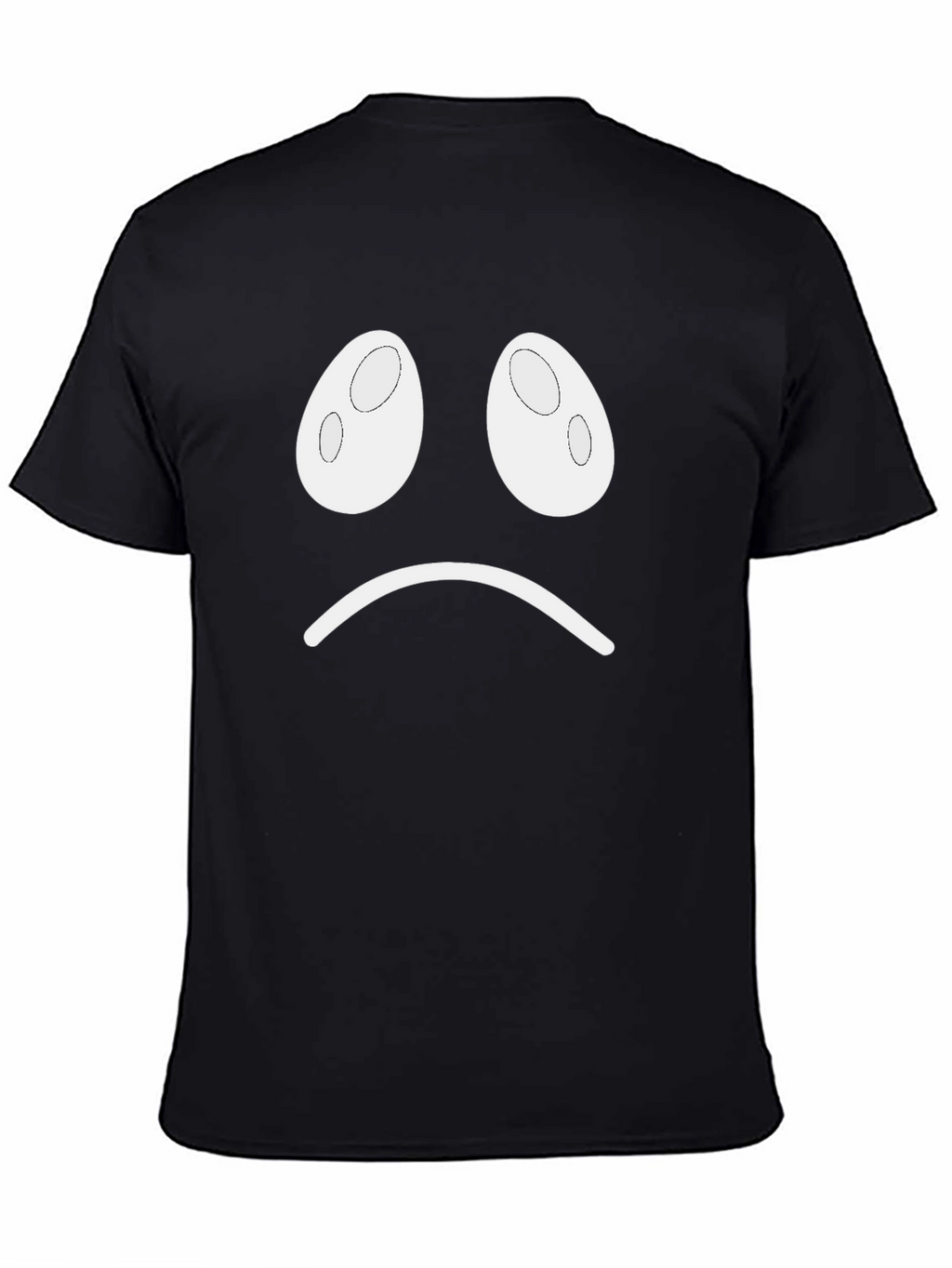 Sad Face Graphic T-Shirt - Black Casual Tee