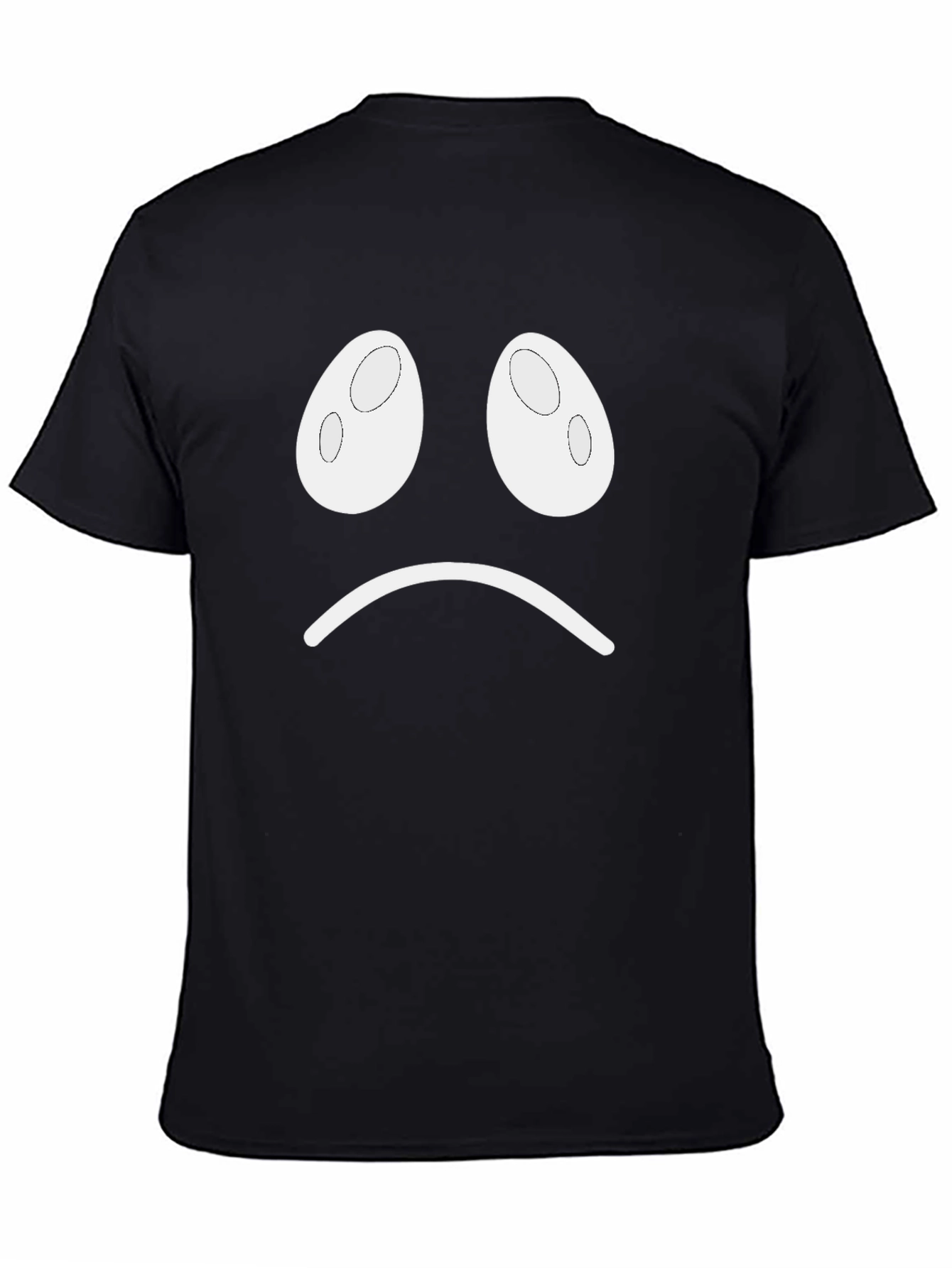 Sad Face Graphic T-Shirt - Black Casual Tee