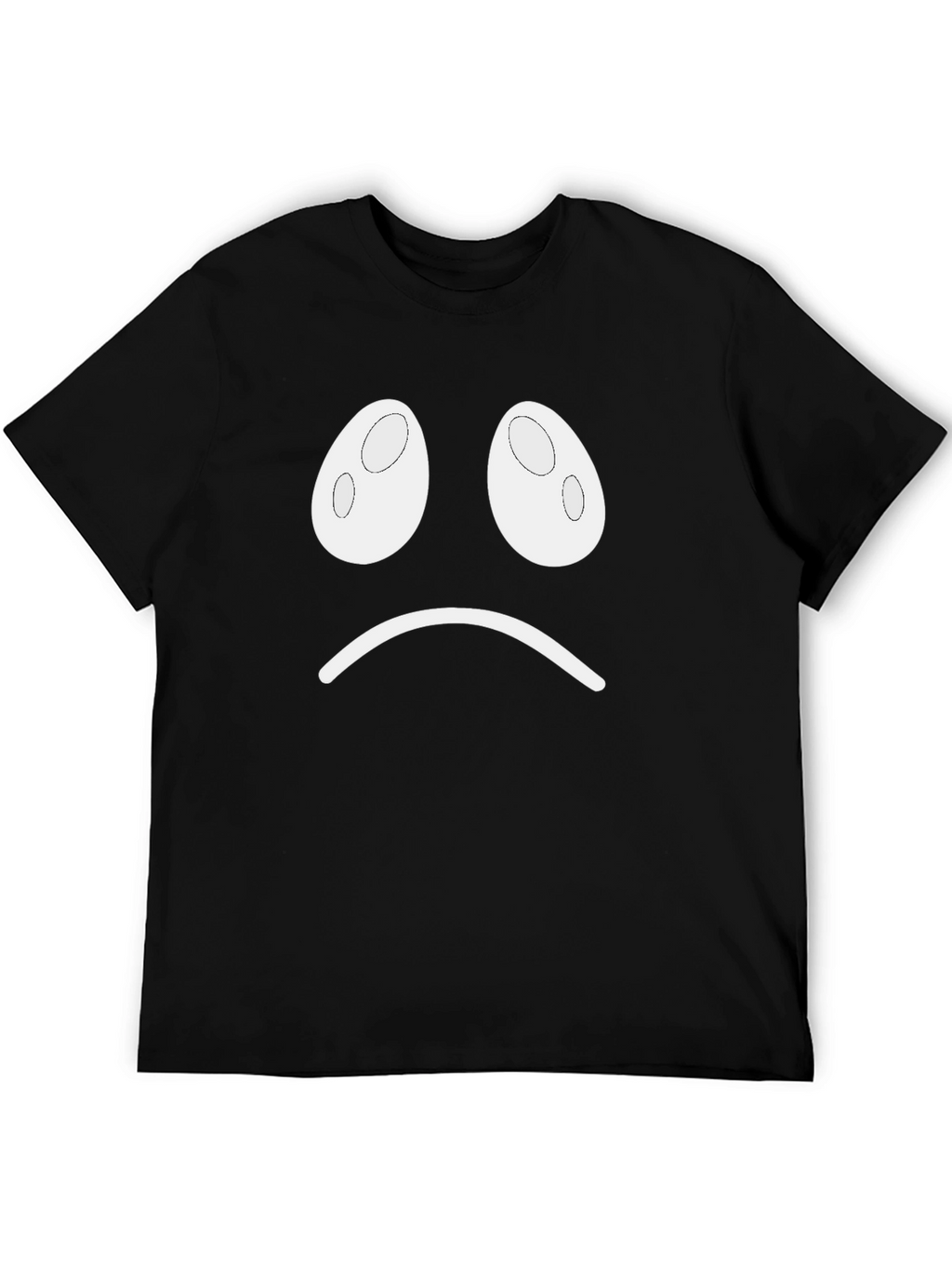Sad Face Graphic T-Shirt - Black Casual Tee