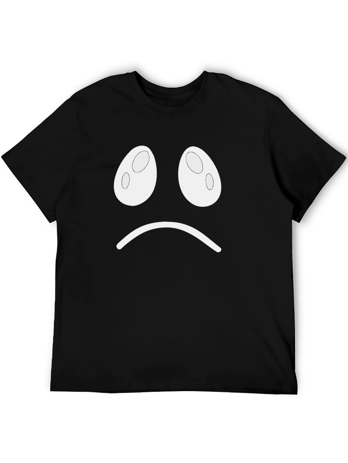 Sad Face Graphic T-Shirt - Black Casual Tee