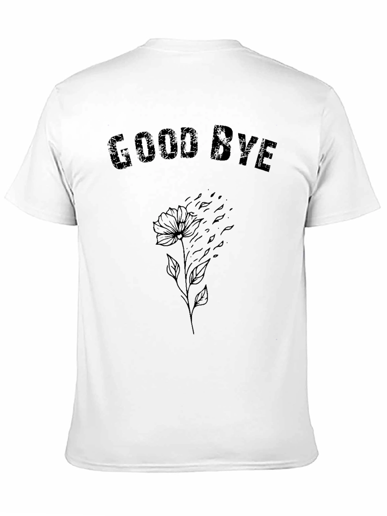 Goodbye Flower Graphic Tee - Black Casual Shirt